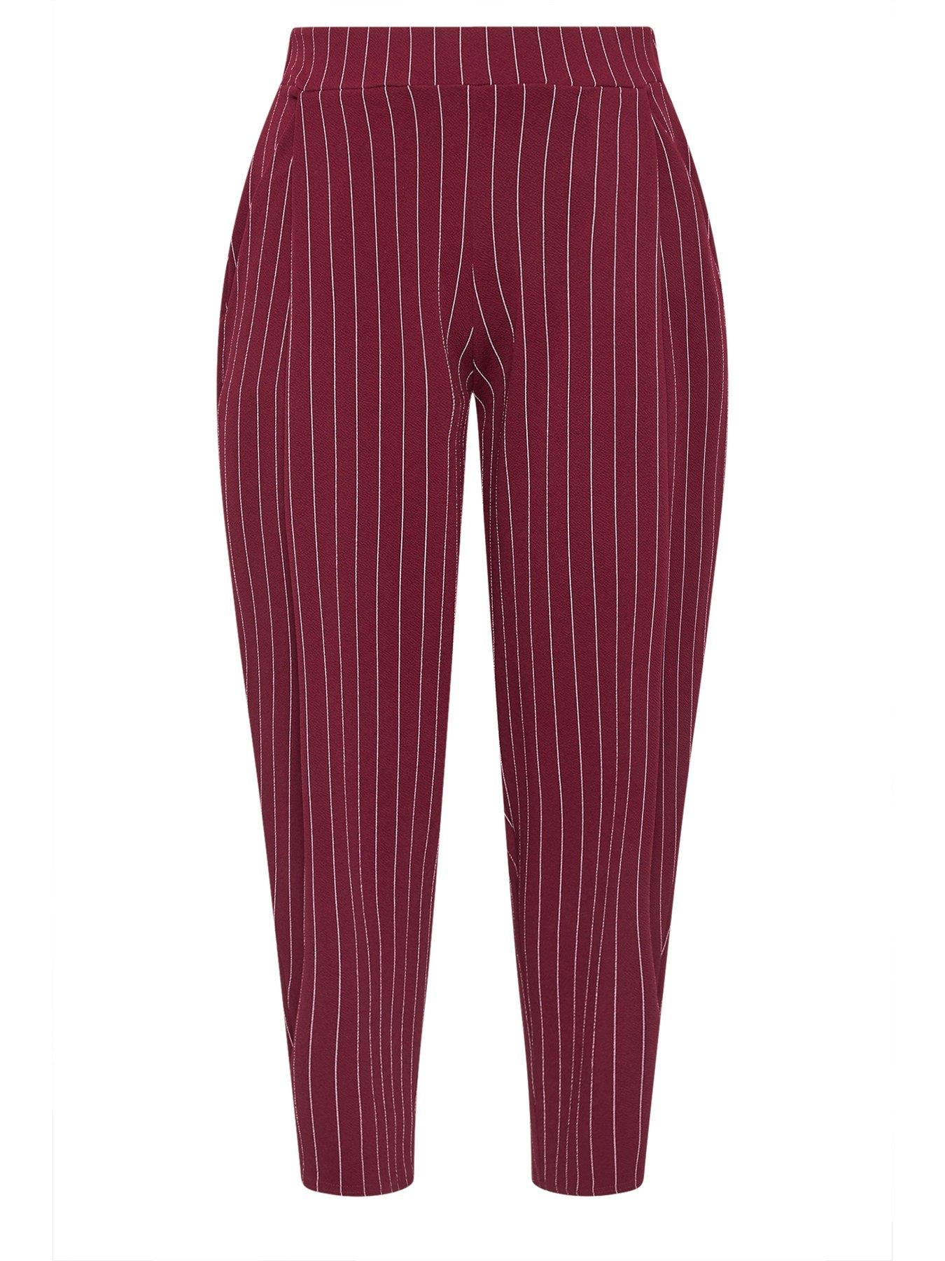 Image 5 of 5 of Yours Curve Pinstripe Barrel Trousers