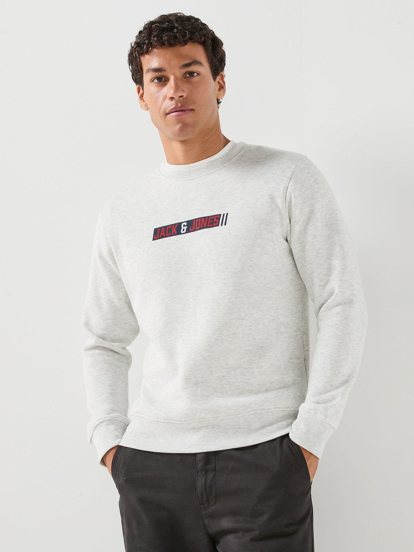 Jack & Jones Men's Munk Crew Neck Logo Sweatshirt - White
