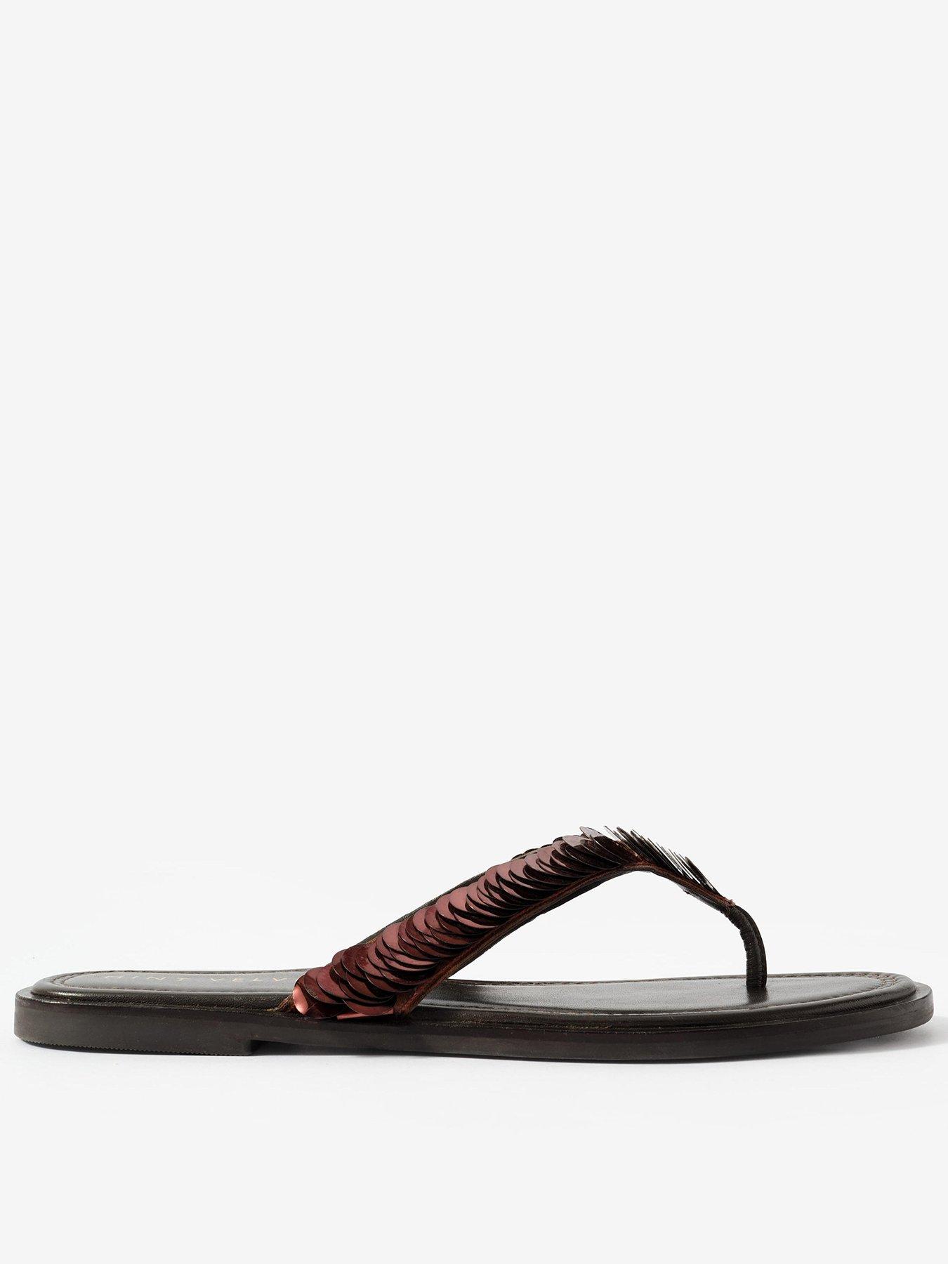 Mint Velvet Freya Pearl Detail Flip Flop Sandals - Brown