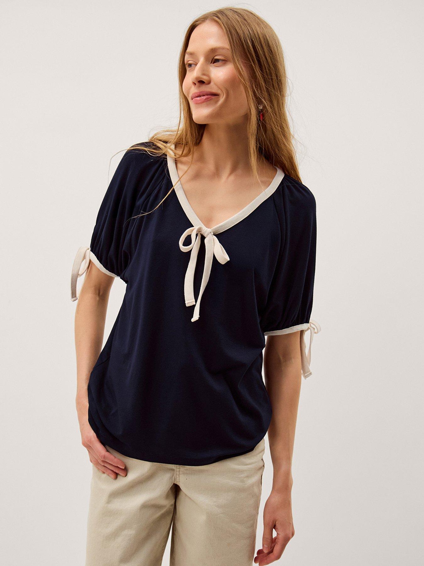Image 1 of 5 of Monsoon Taylor Trim Jersey T-Shirt - Blue