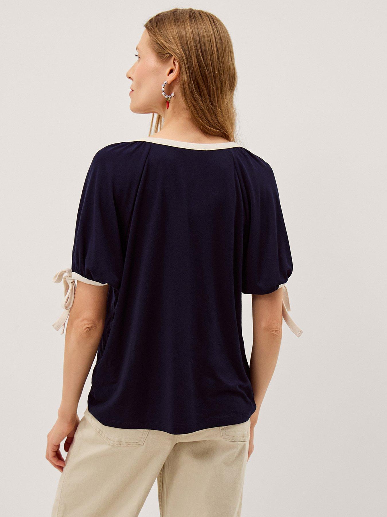 Image 2 of 5 of Monsoon Taylor Trim Jersey T-Shirt - Blue