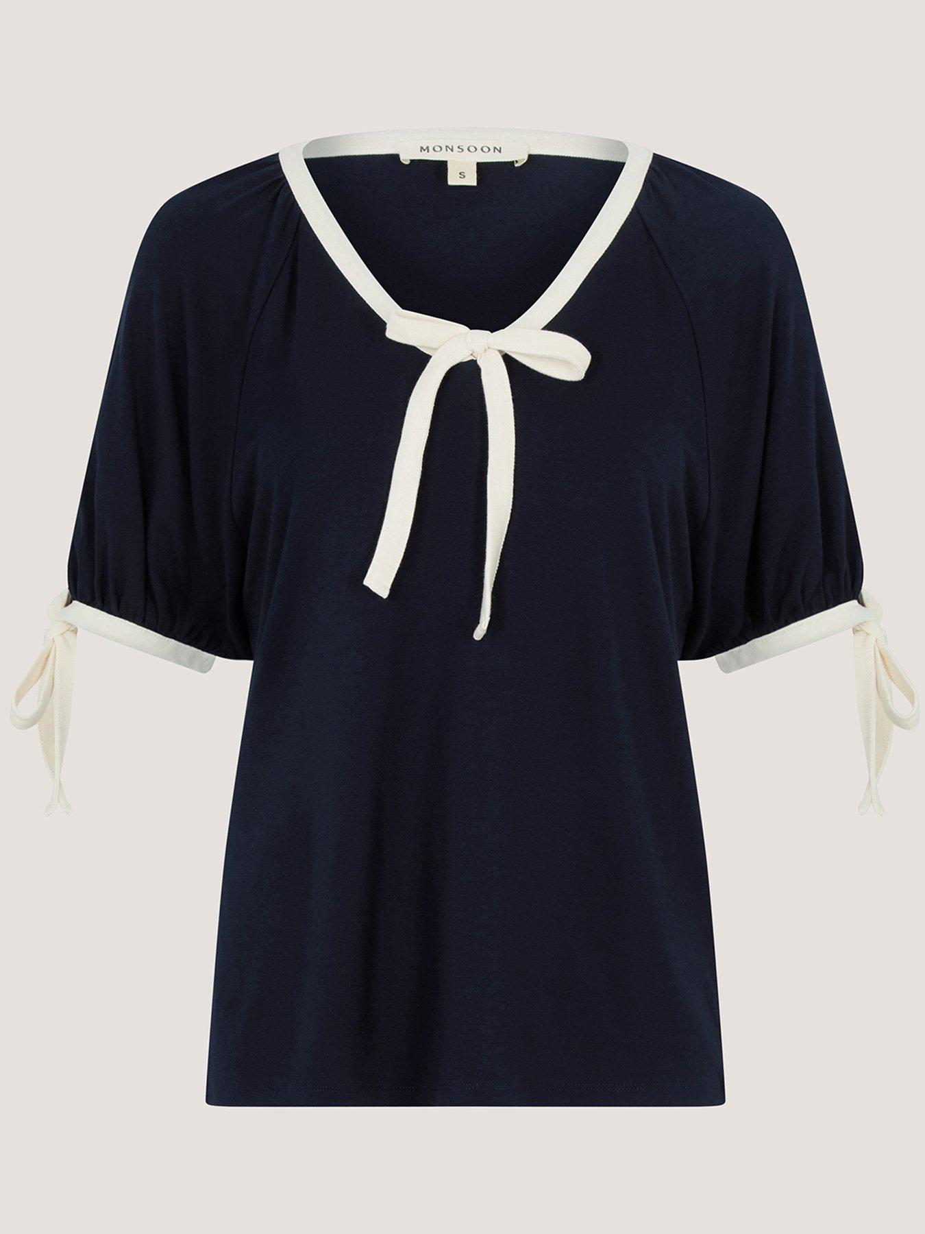 Image 5 of 5 of Monsoon Taylor Trim Jersey T-Shirt - Blue