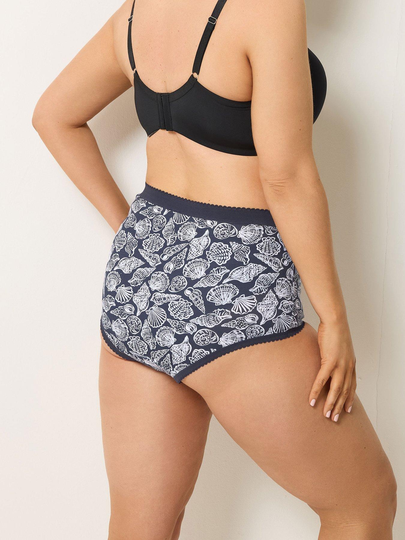 Image 2 of 4 of Yours Curve 5 Pack Seaside Print Full Briefs - Blue