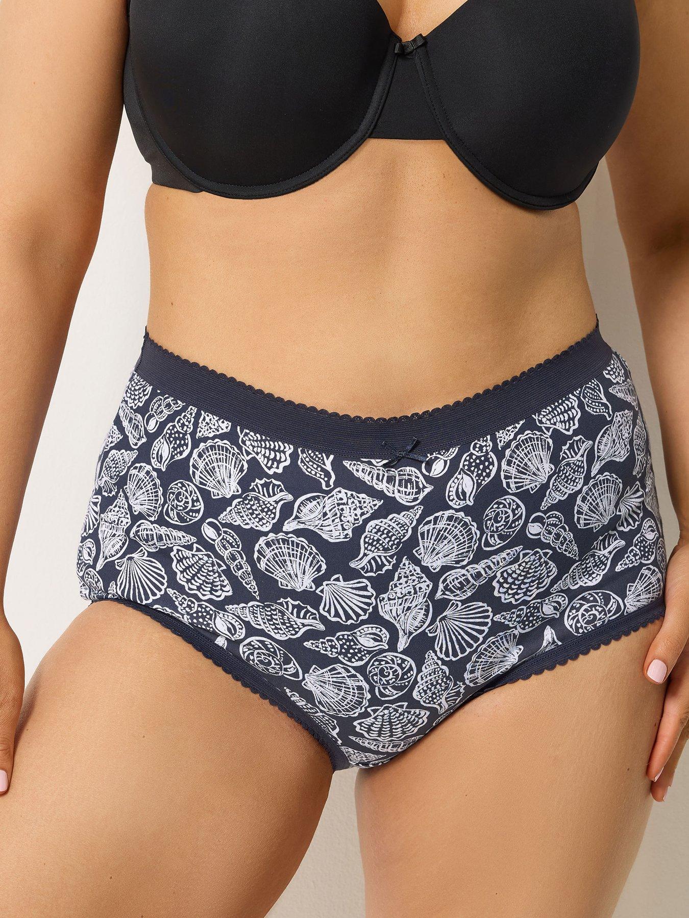 Image 3 of 4 of Yours Curve 5 Pack Seaside Print Full Briefs - Blue