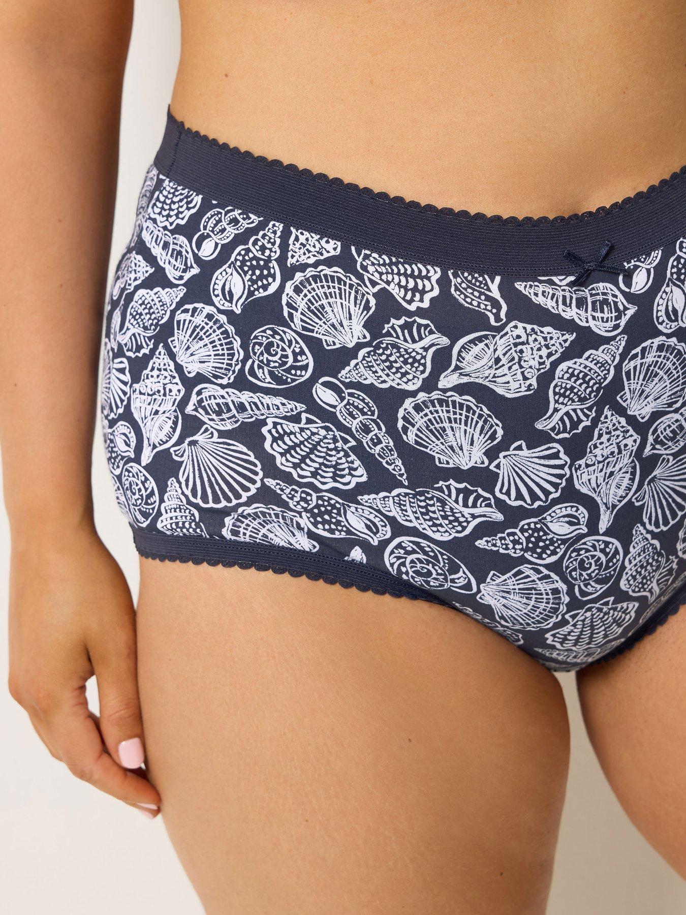 Image 4 of 4 of Yours Curve 5 Pack Seaside Print Full Briefs - Blue