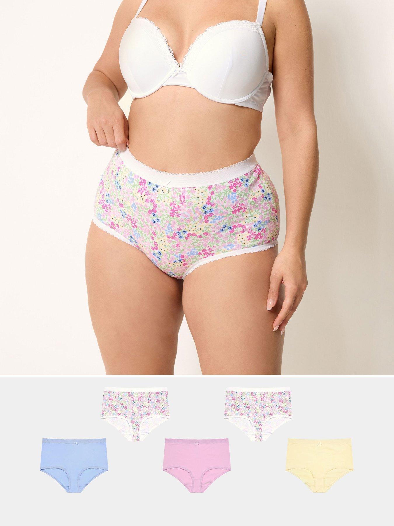 Image 1 of 5 of Yours Curve 5 Pack Floral Print Full Briefs - Multi