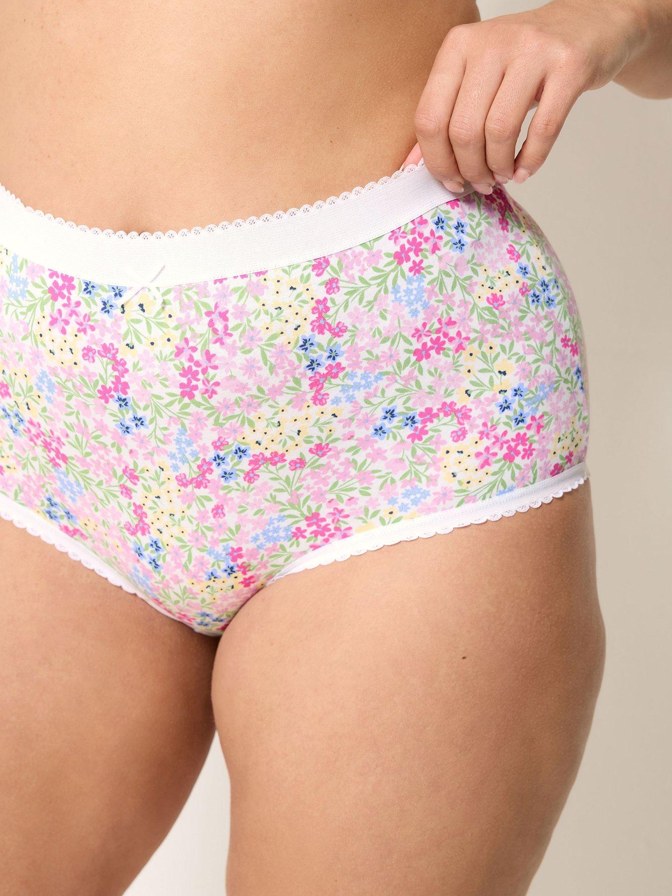 Image 4 of 5 of Yours Curve 5 Pack Floral Print Full Briefs - Multi