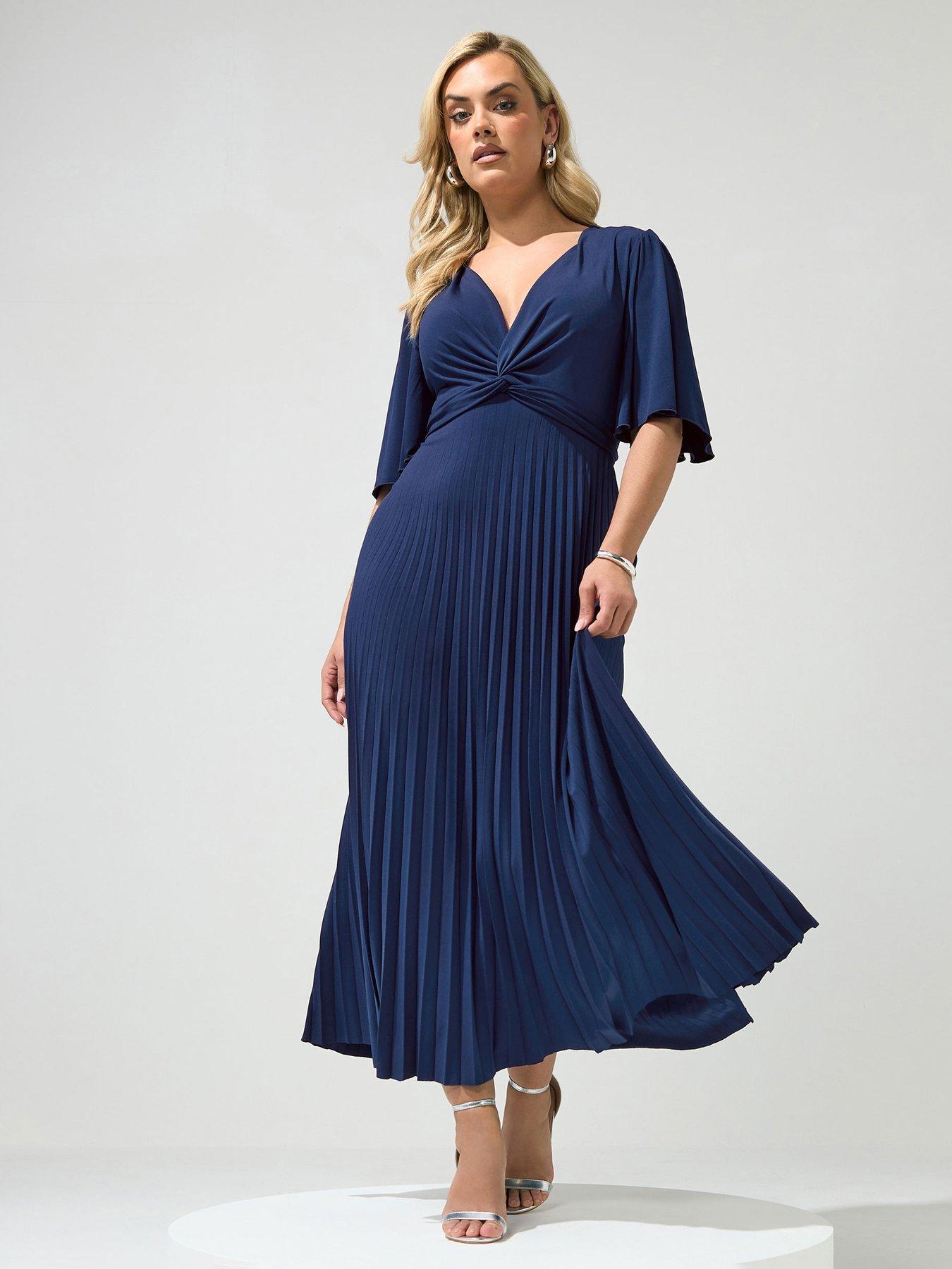Image 1 of 4 of Yours Curve Knot Detail Angel Sleeve Maxi Dress