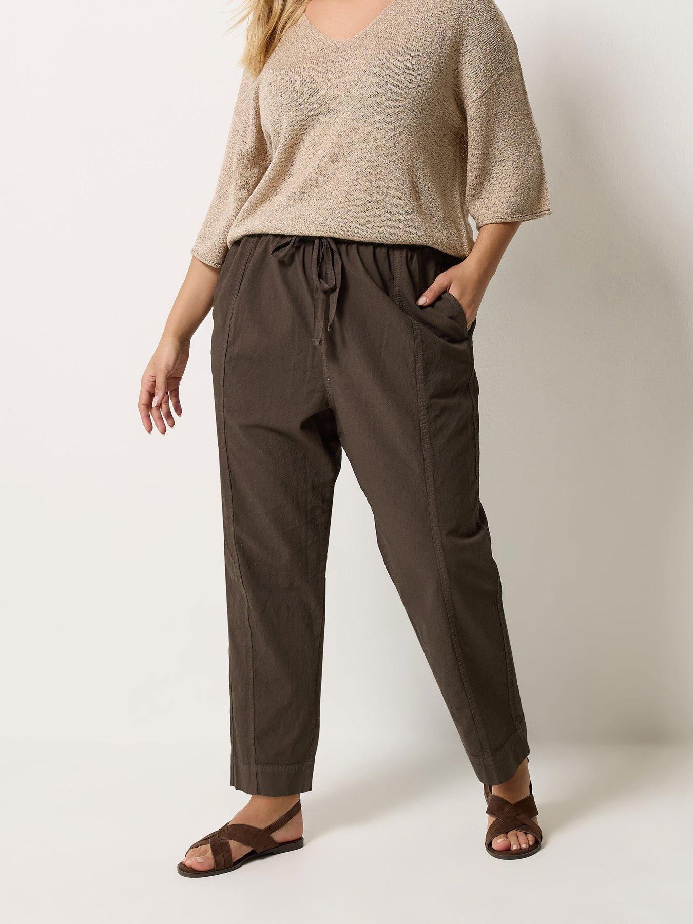 Image 1 of 5 of Yours Curve Cool Cotton Barrel Trouser