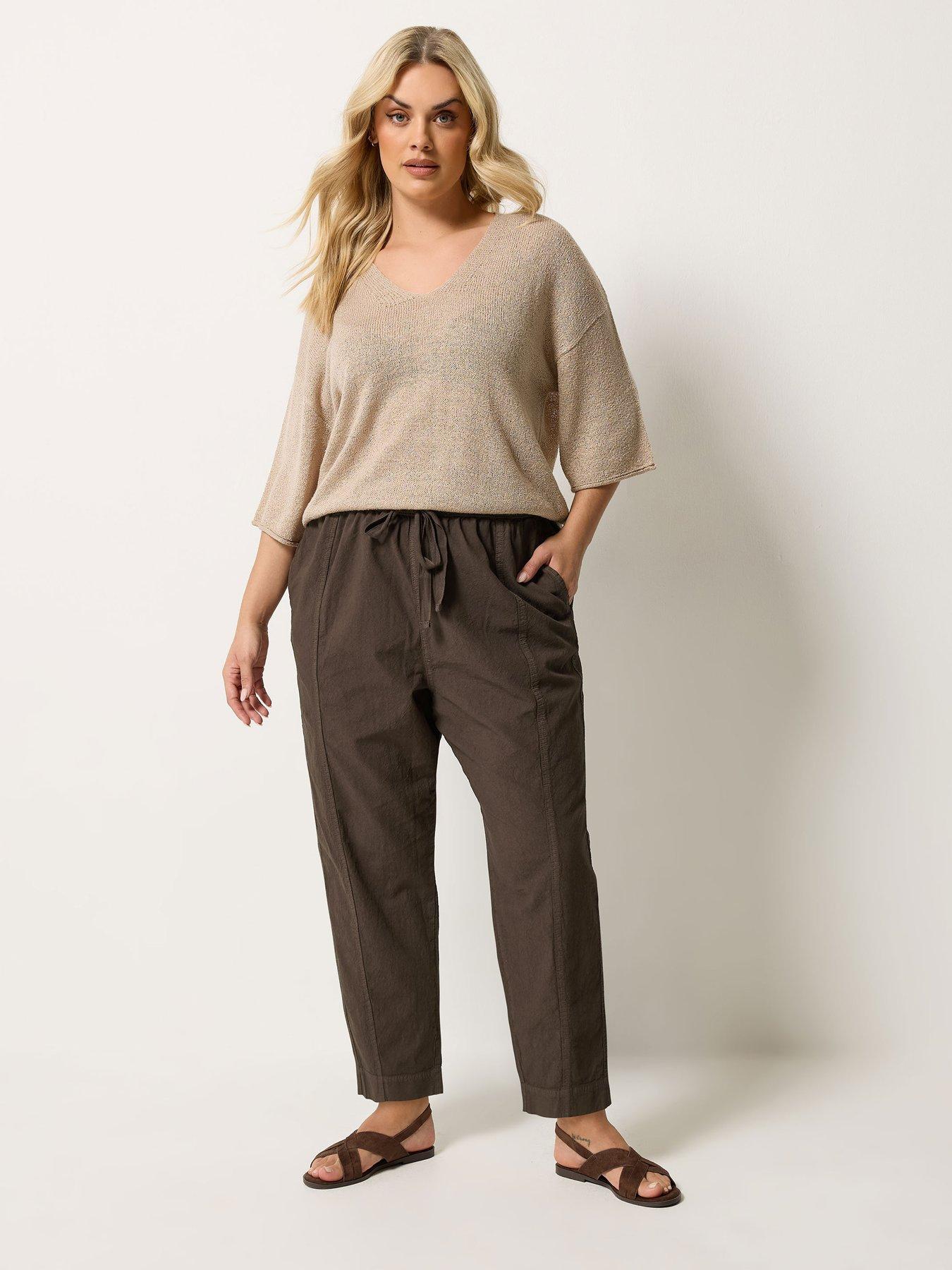 Image 3 of 5 of Yours Curve Cool Cotton Barrel Trouser