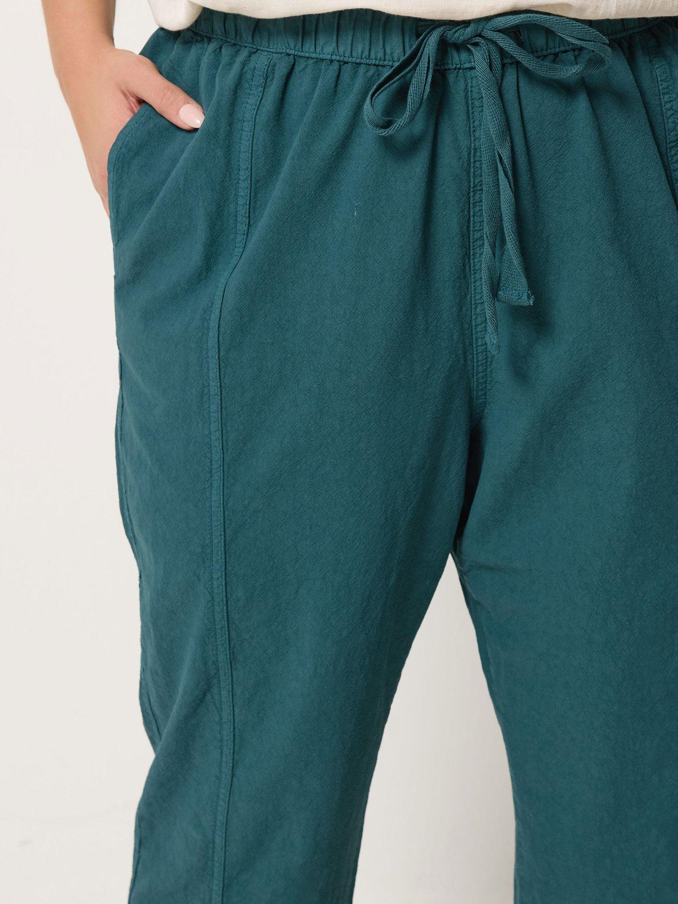 Image 4 of 5 of Yours Curve Cool Cotton Barrel Trouser - Green