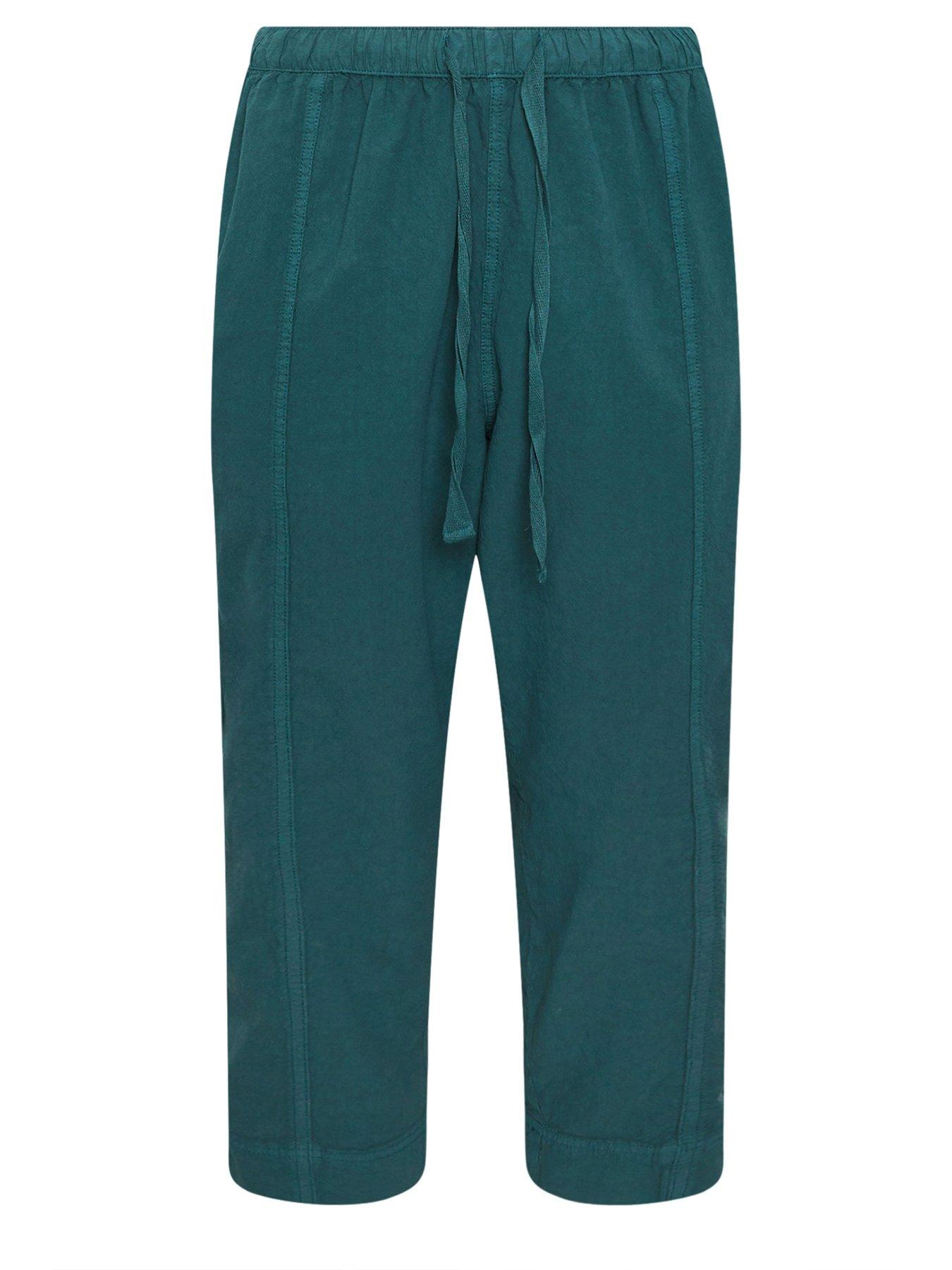 Image 5 of 5 of Yours Curve Cool Cotton Barrel Trouser - Green