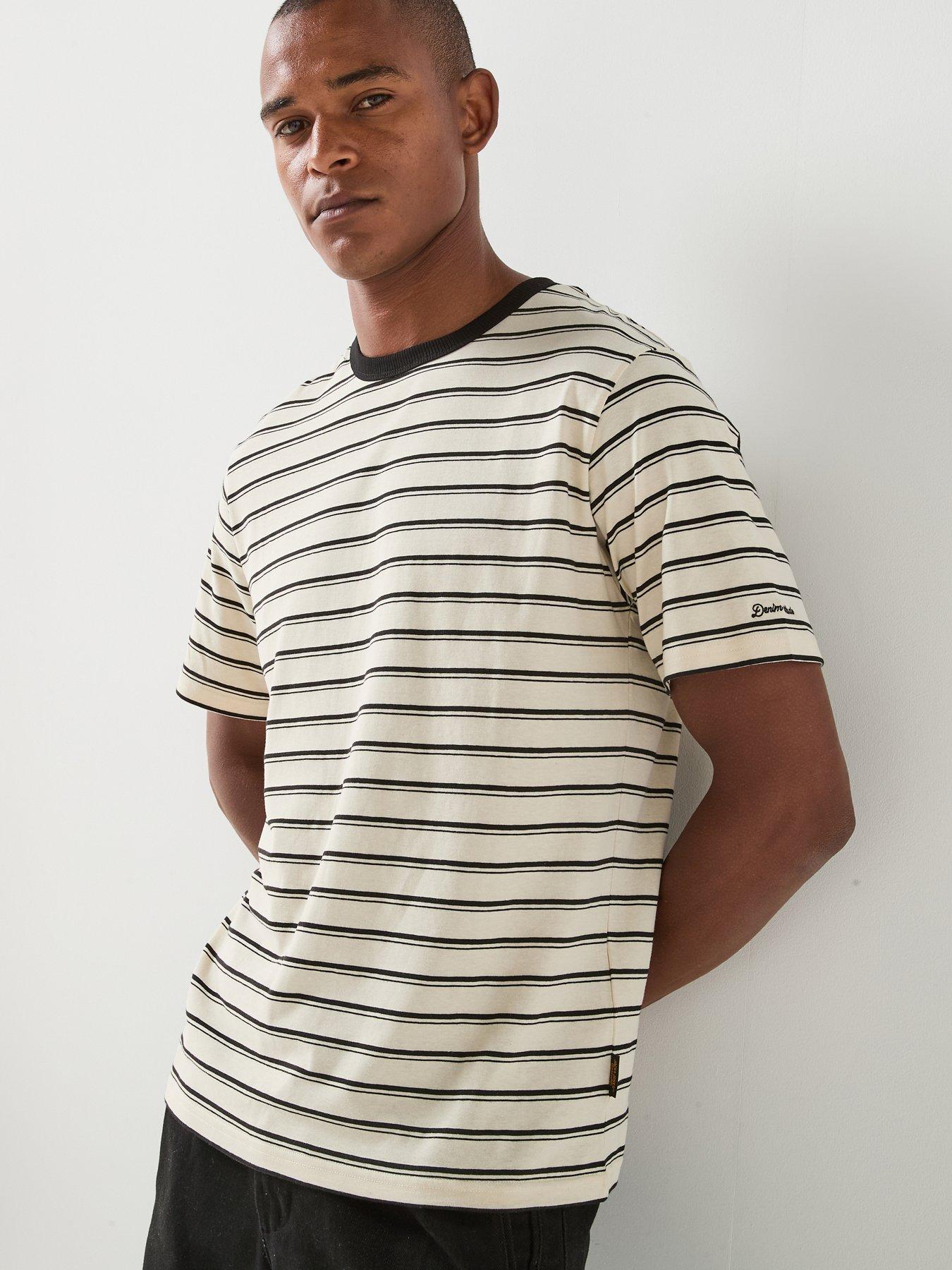 Jack & Jones Axel Stripe T-Shirt - Antique White