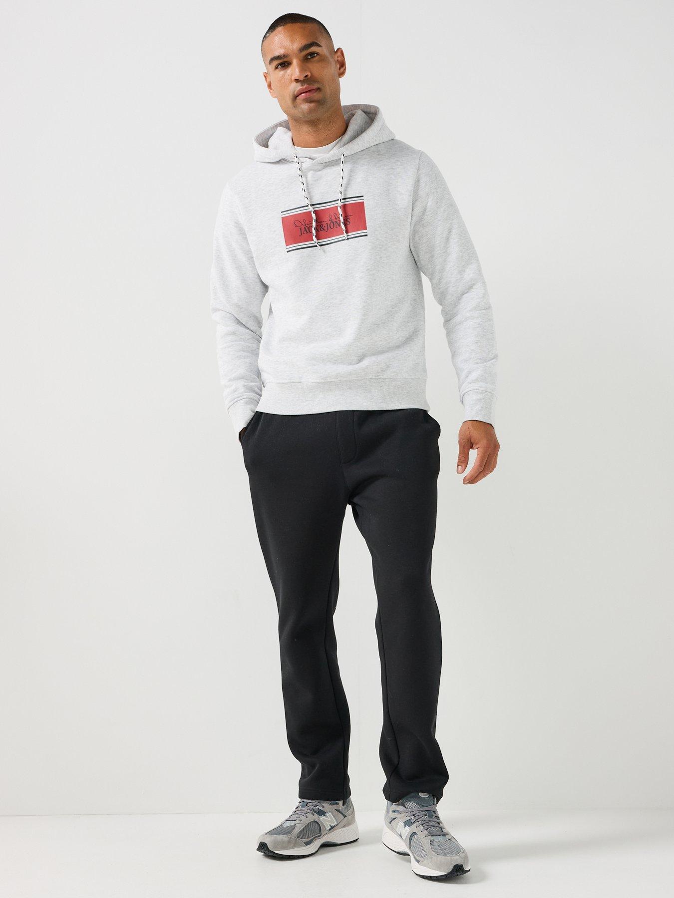Image 3 of 6 of Jack & Jones Men's Graphic Hoodie with Kangaroo Pocket - White Melange