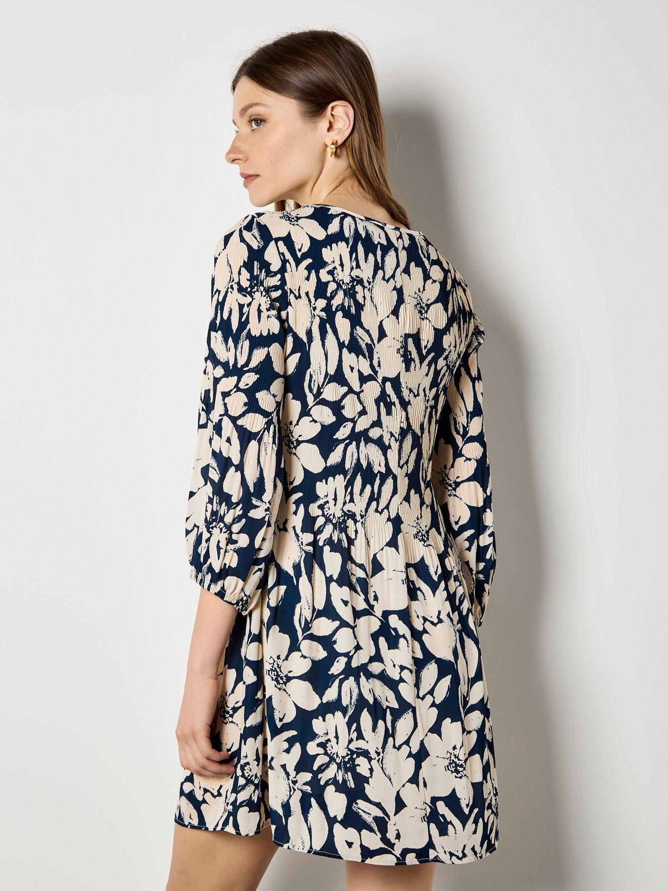 Image 2 of 4 of Apricot Printed Plisse Mini Dress - Blue