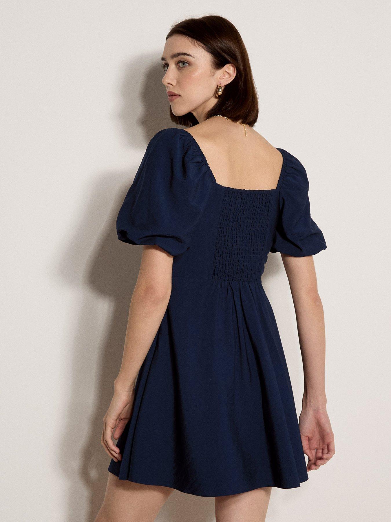 Image 2 of 5 of Apricot Fit Flare Volume Slv Mini Dress