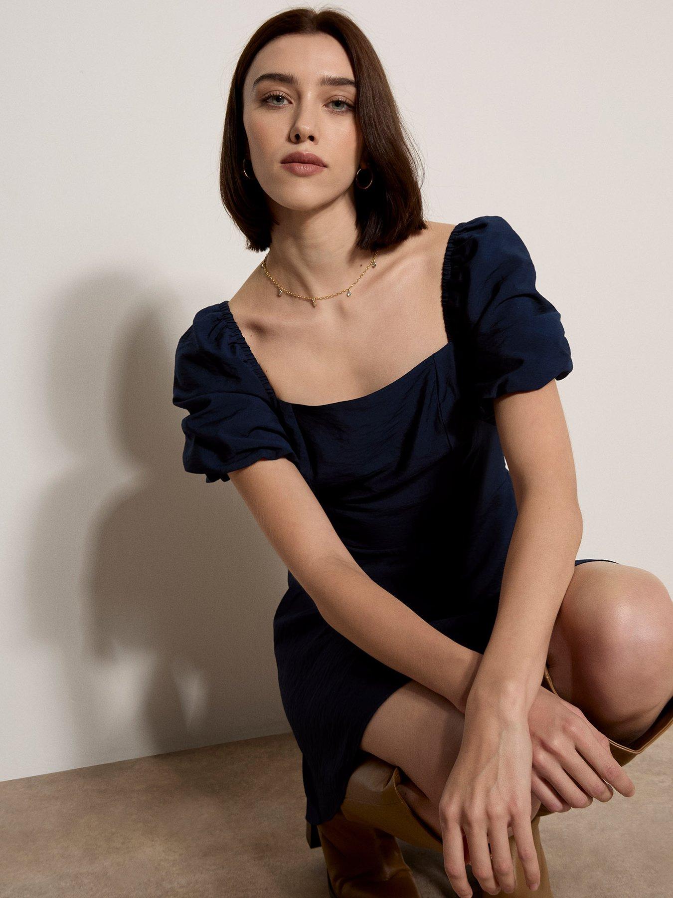 Image 4 of 5 of Apricot Fit Flare Volume Slv Mini Dress