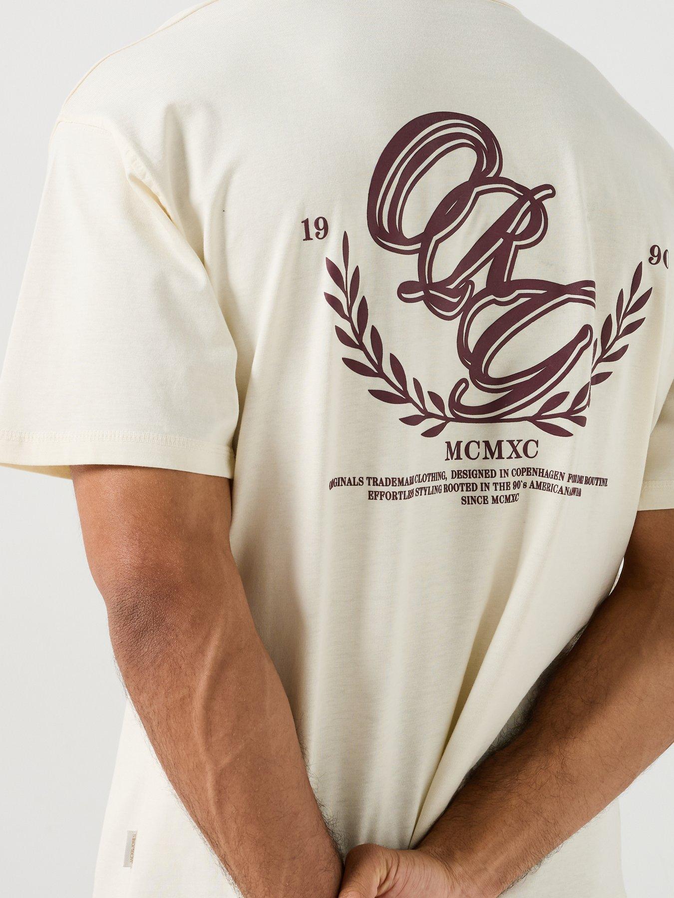 Image 5 of 6 of Jack & Jones Frederiksberg Back Graphic Crew Neck T-Shirt - White