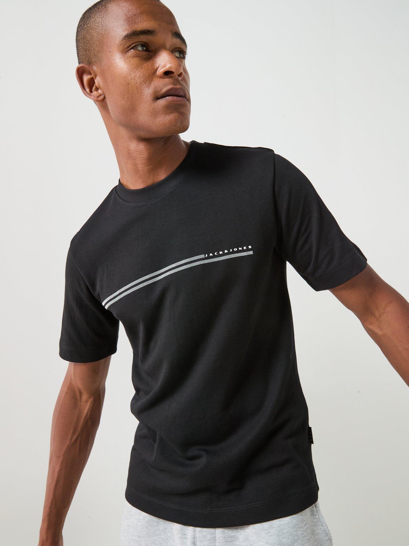 Image 4 of 6 of Jack & Jones Fusion Chest Branding T-Shirt - Black