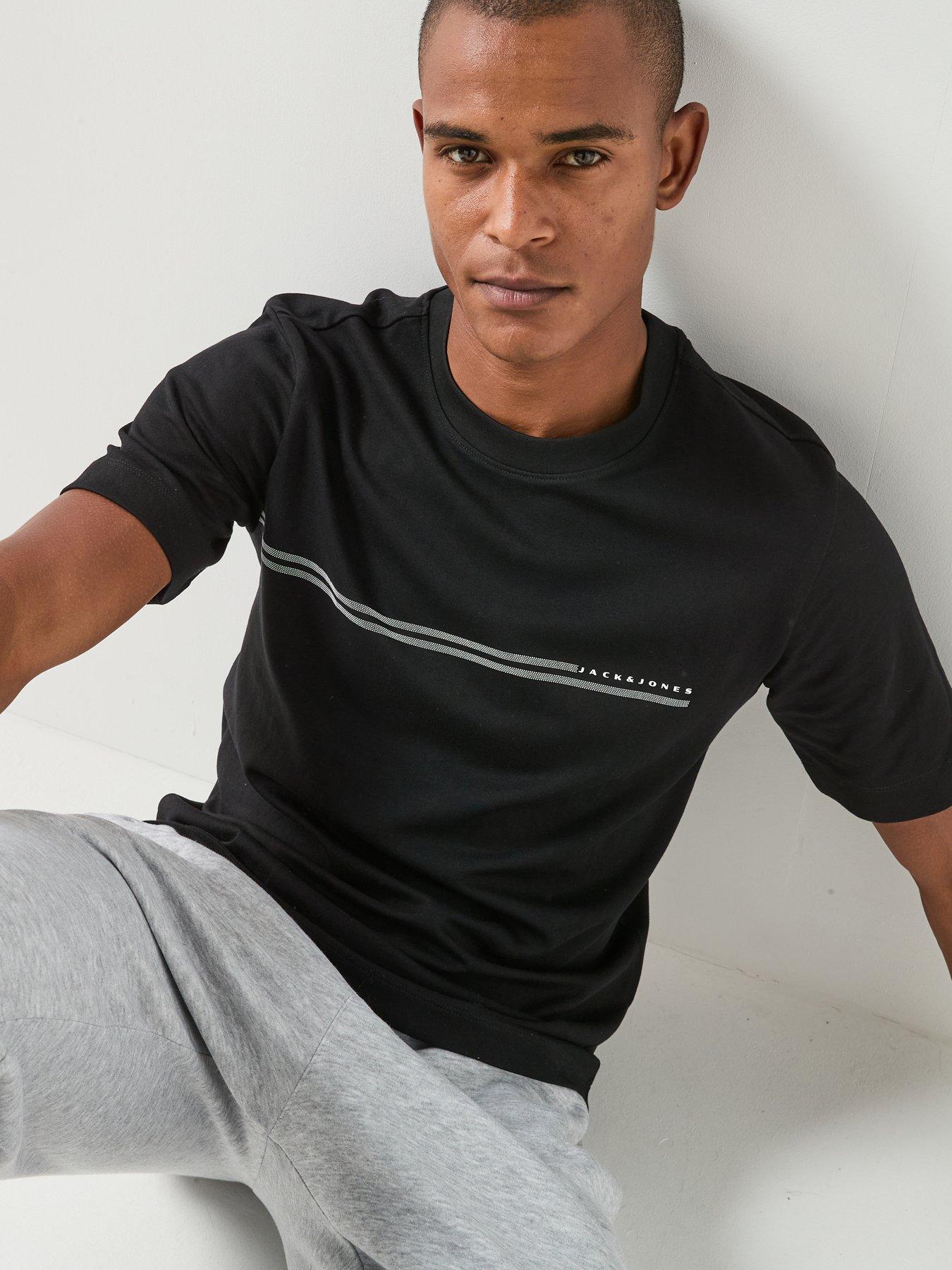 Image 6 of 6 of Jack & Jones Fusion Chest Branding T-Shirt - Black
