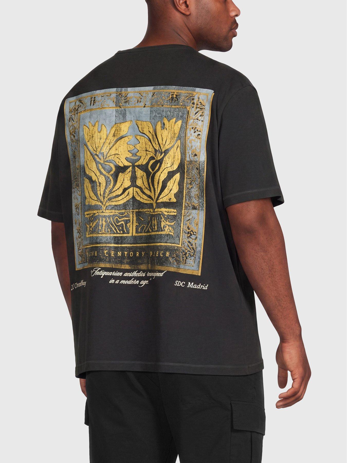 Image 1 of 5 of Jack & Jones Mens Plus Salamanco Back Graphic Regular Fit T-Shirt - Black
