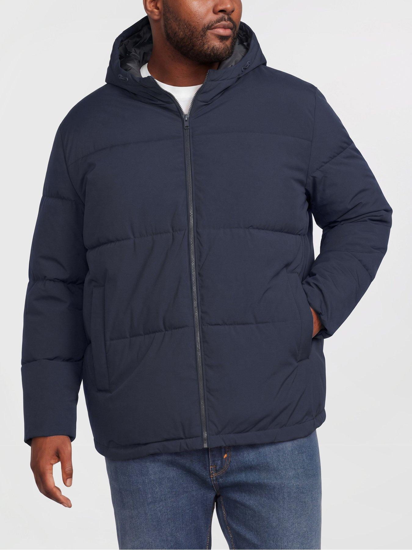 Image 1 of 5 of Jack & Jones Mens Plus Size Hooded Quilted Puffer Jacket - Sky Captain
