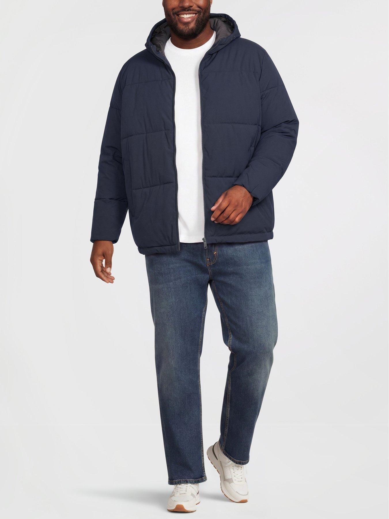 Image 3 of 5 of Jack & Jones Mens Plus Size Hooded Quilted Puffer Jacket - Sky Captain