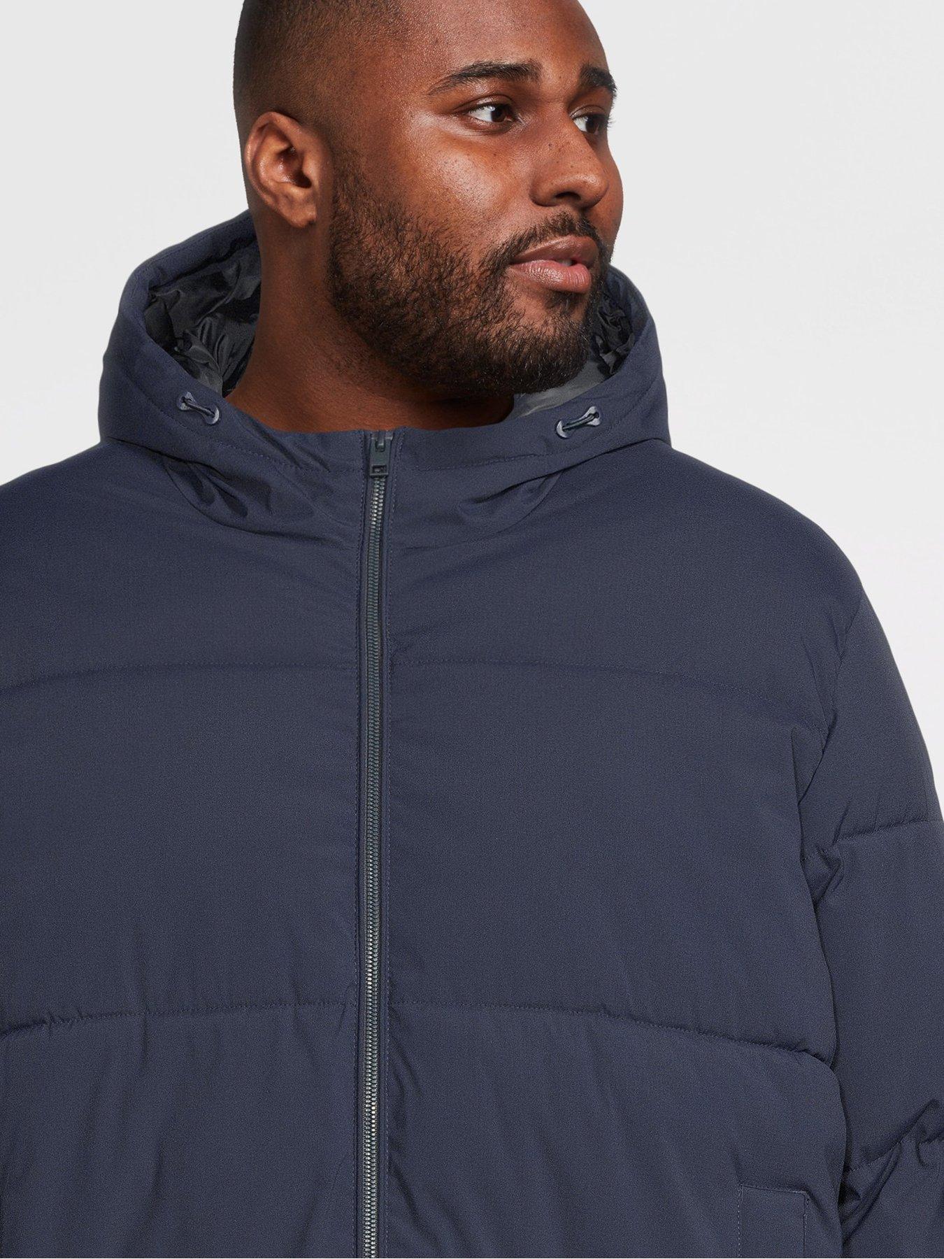 Image 4 of 5 of Jack & Jones Mens Plus Size Hooded Quilted Puffer Jacket - Sky Captain