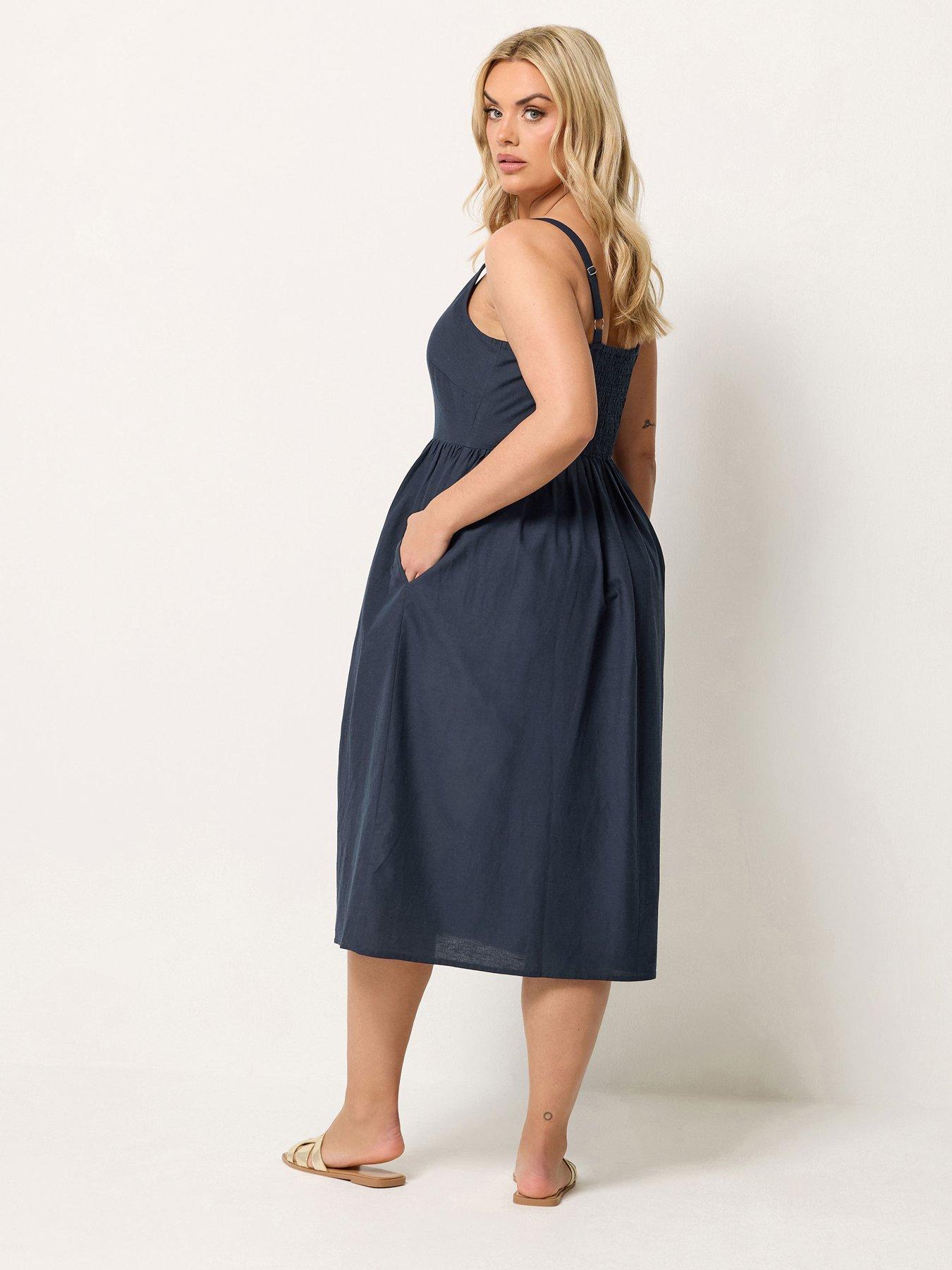 Image 2 of 4 of Yours Curve Linen Button Sundress