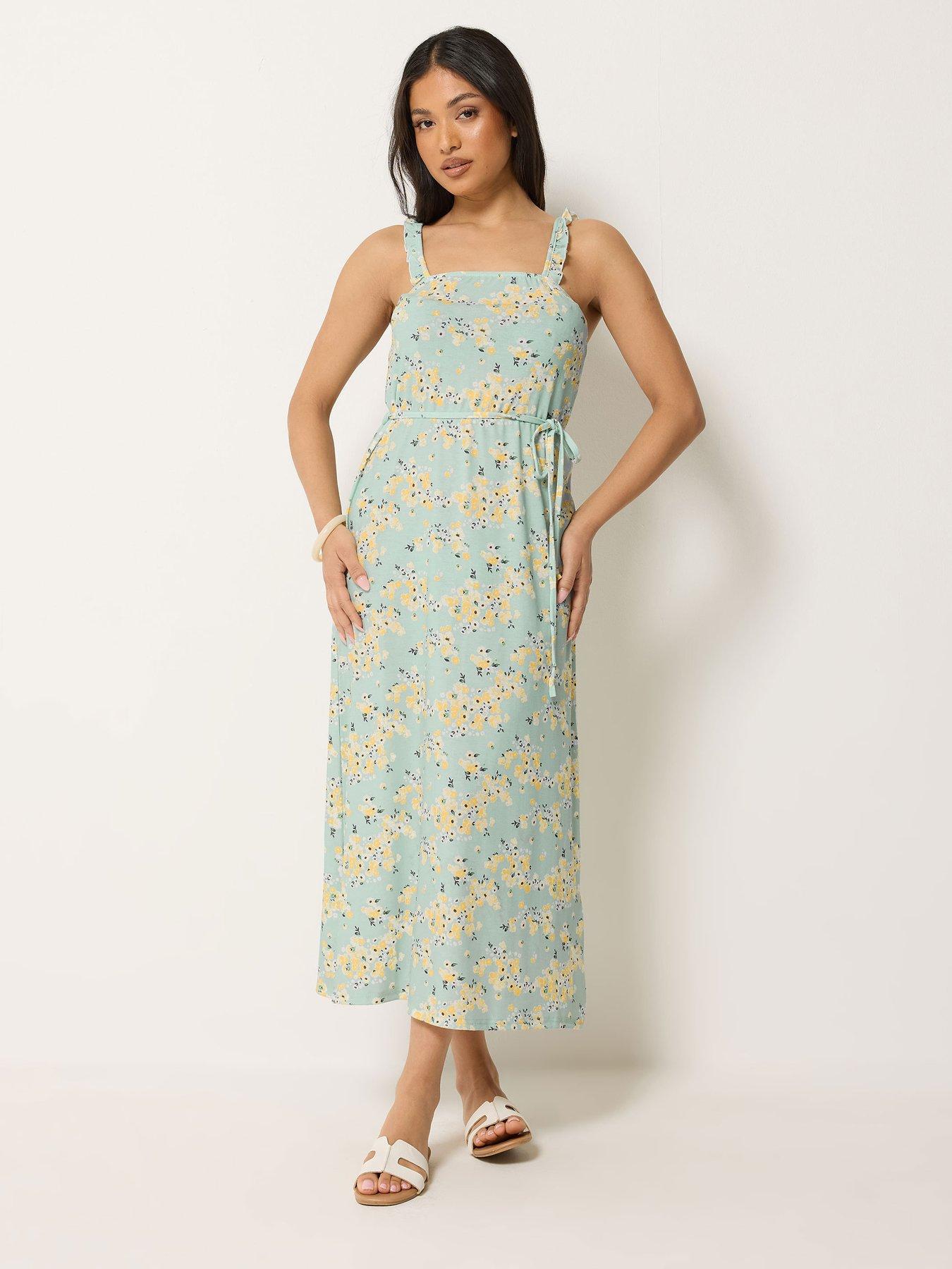 PixieGirl Petite Ditsy Strappy Maxi Dress - Green