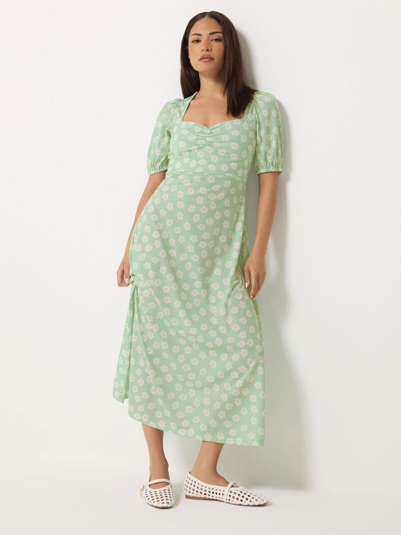 Image 1 of 4 of PixieGirl Petite Daisy Print Bust Midi Dress
