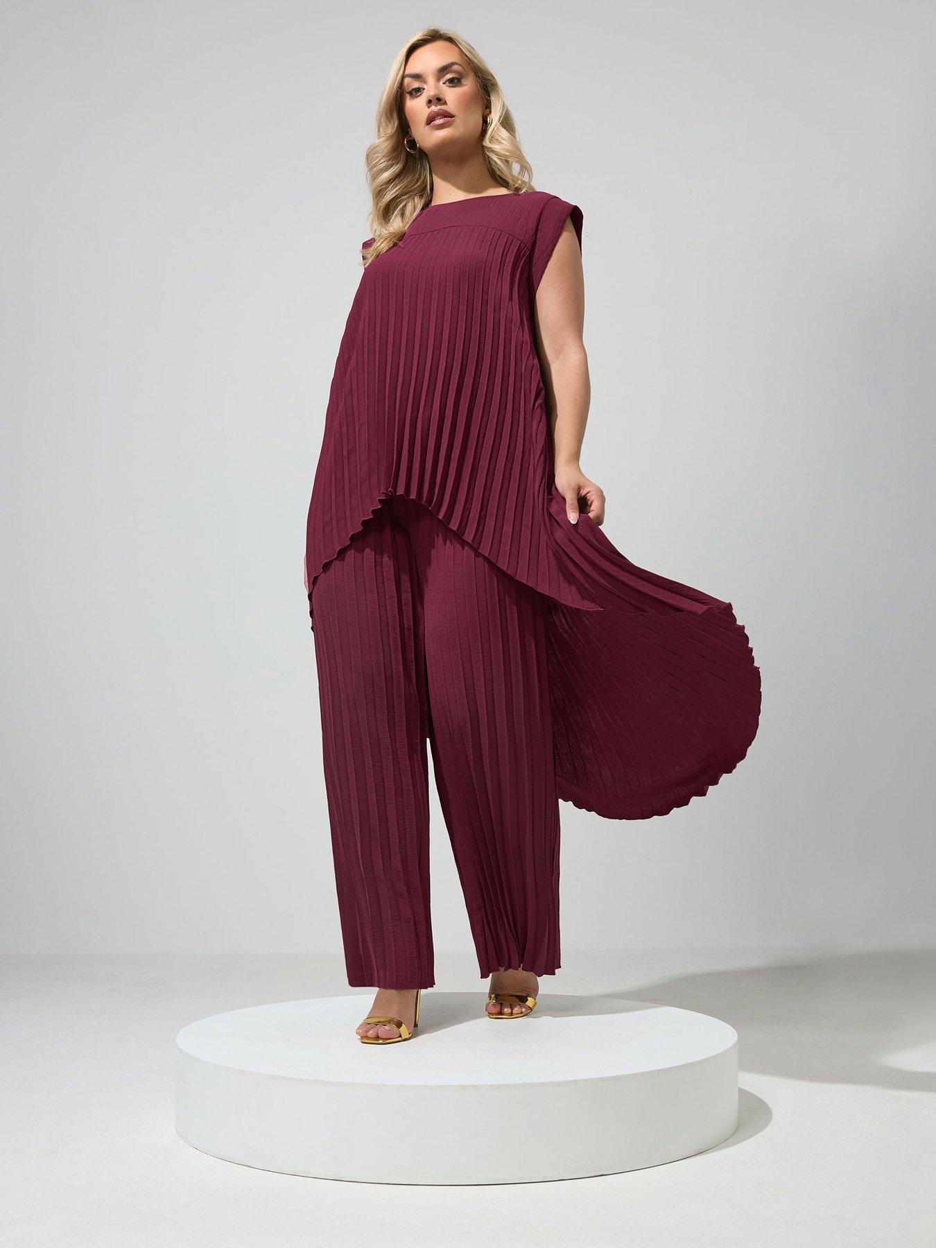 Yours Curve Pleat Detail Top  &  Trousers Set