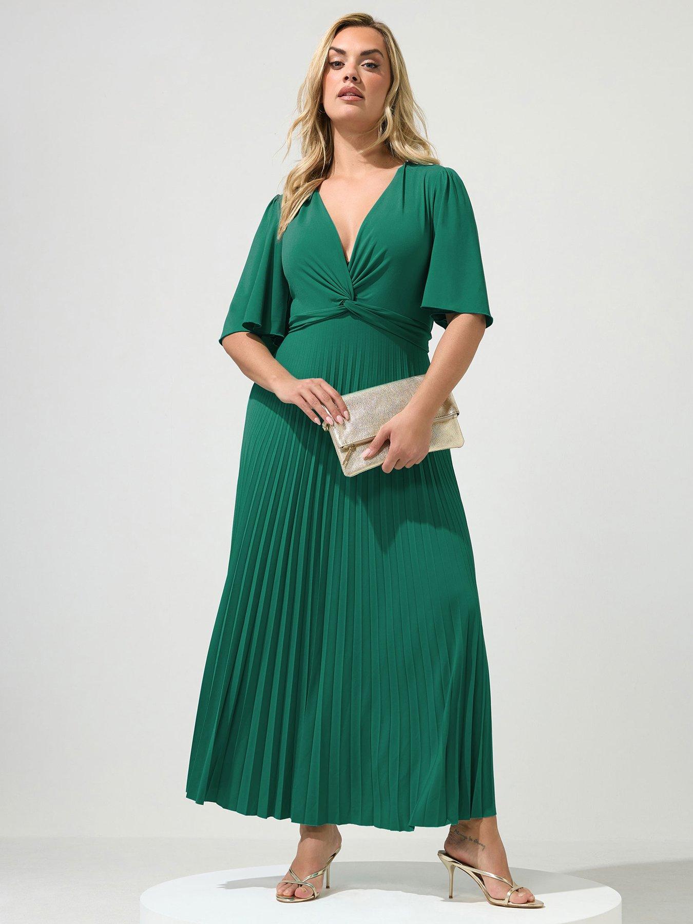 Yours Curve Knot Detail Angel Sleeve Maxi Dress - Blue