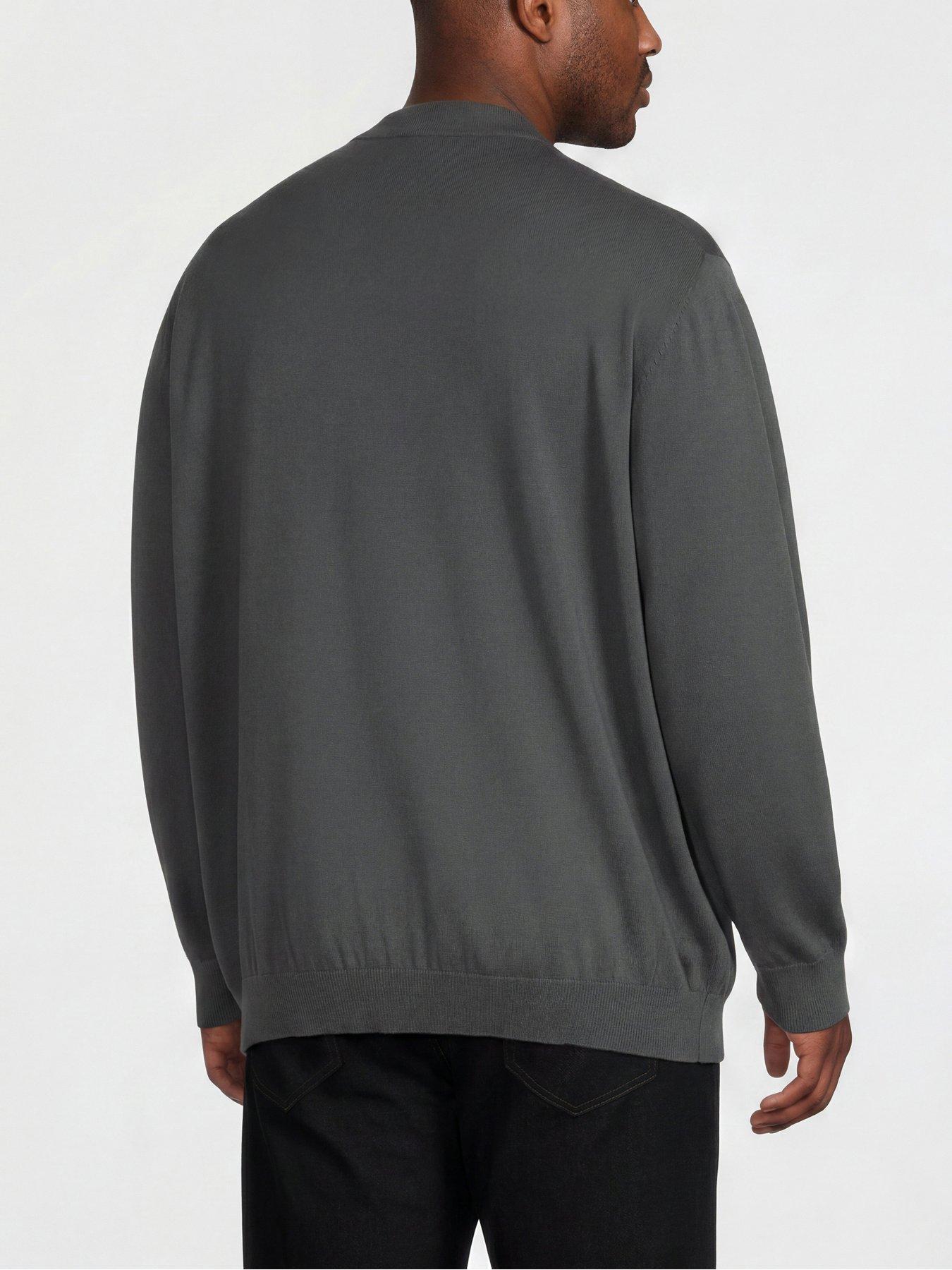 Image 2 of 5 of Jack & Jones Plus Basic Knitted Long Sleeve Polo Shirt - Turbulence