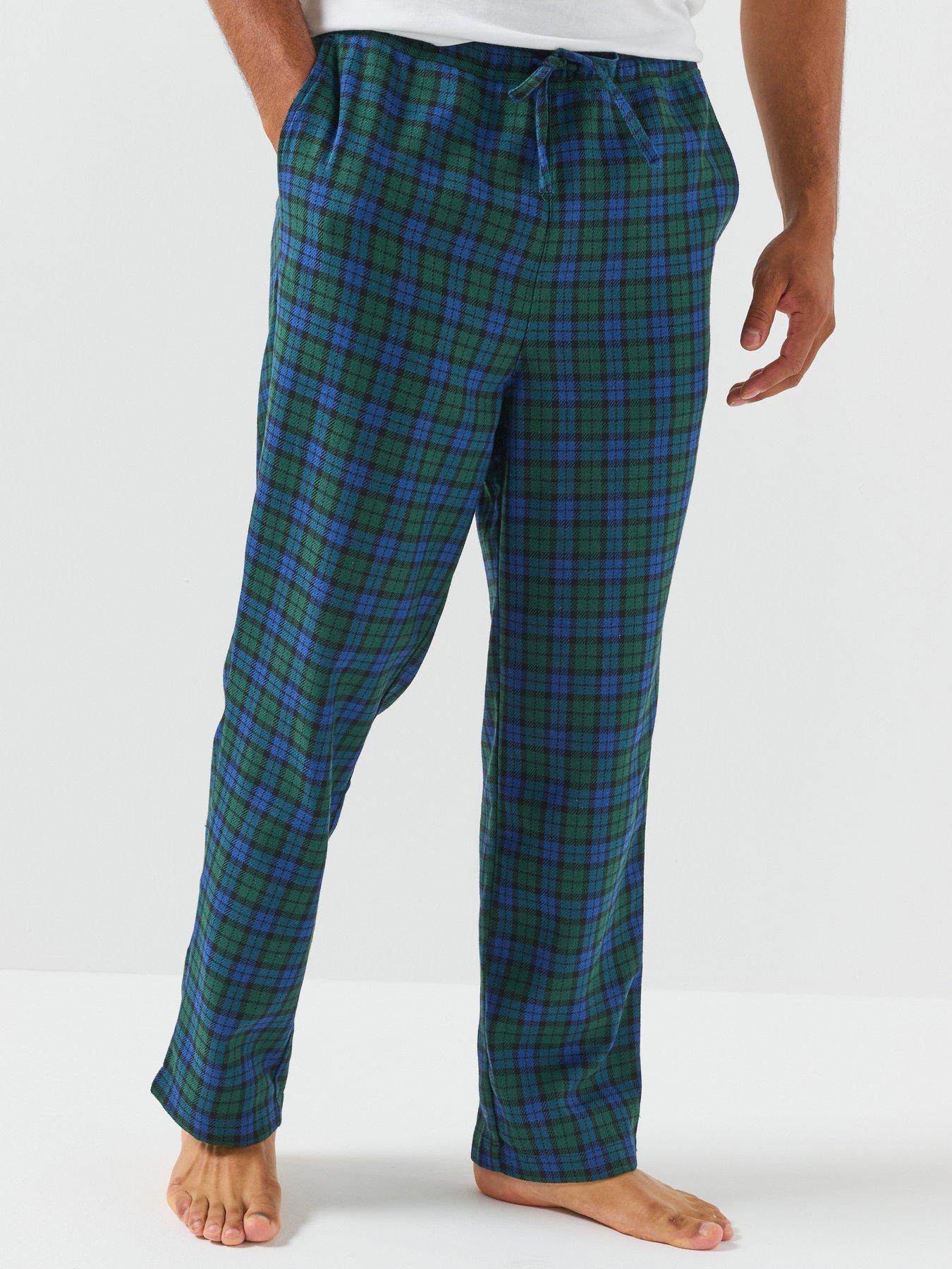 Image 1 of 6 of Jack & Jones Mens Edwin Drawstring Check Pyjama Trousers - Pine Grove