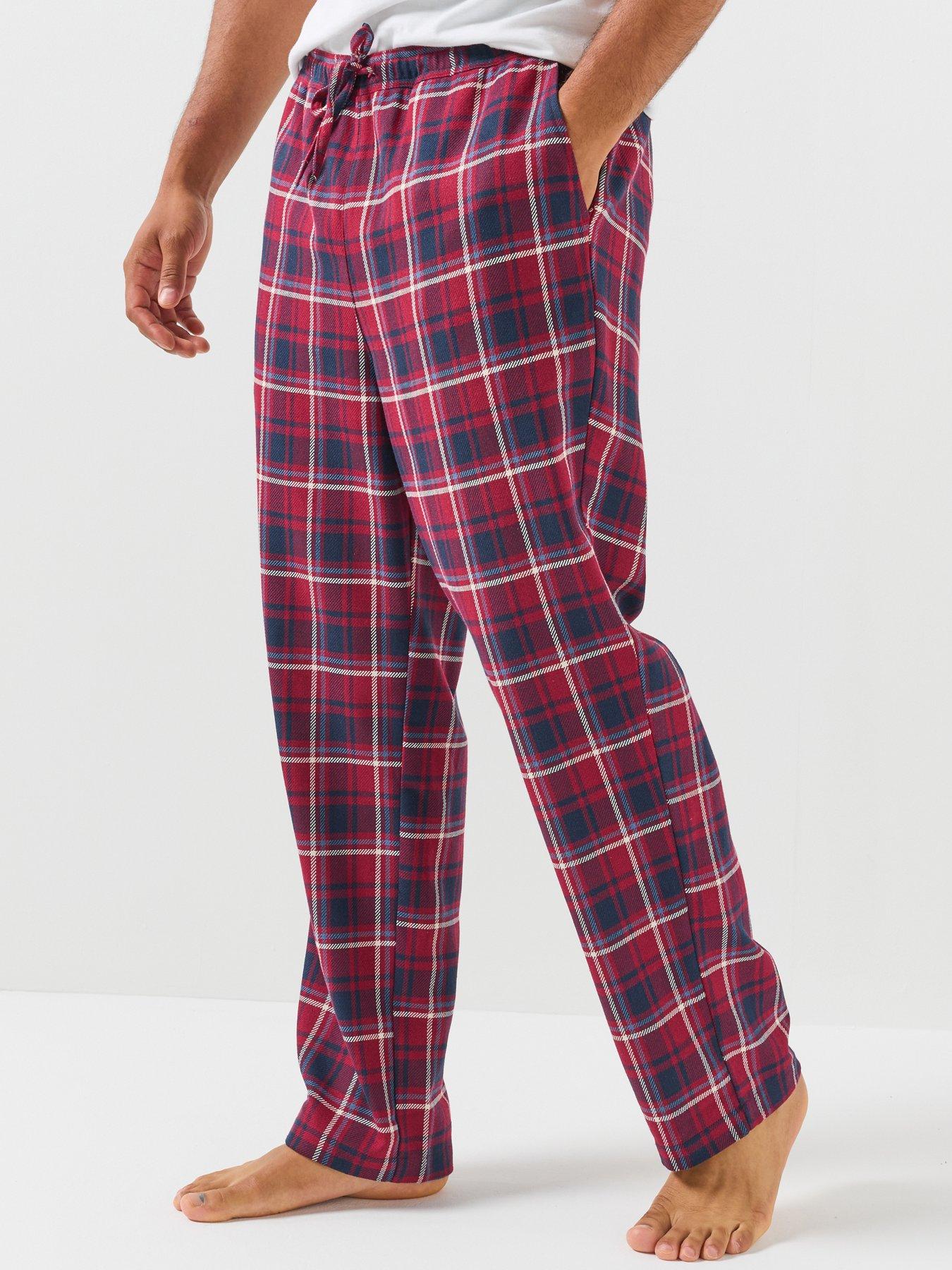 Image 1 of 6 of Jack & Jones Mens Edwin Drawcord Waist Checked Pyjama Trousers - Windsor Wine
