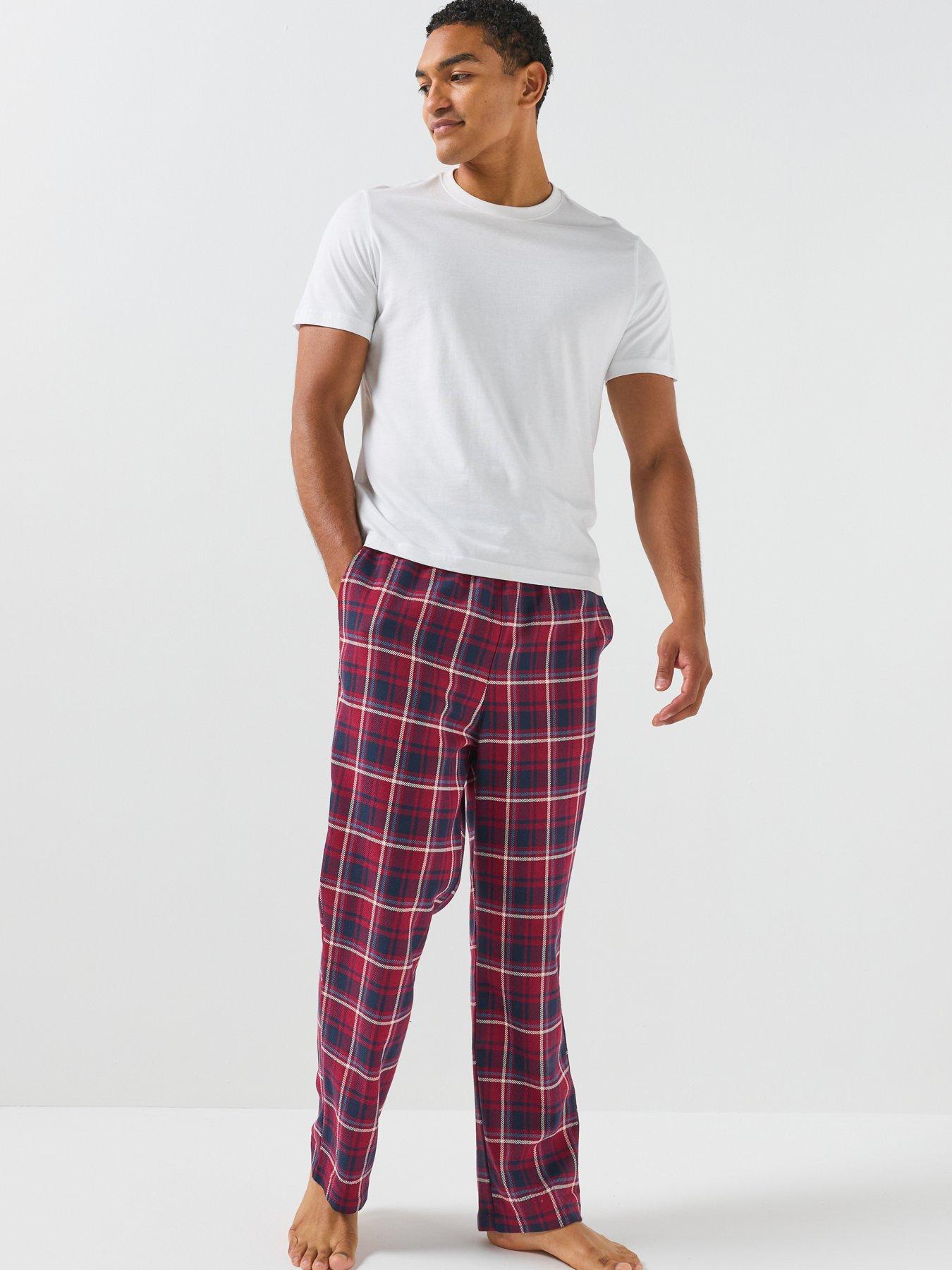 Image 4 of 6 of Jack & Jones Mens Edwin Drawcord Waist Checked Pyjama Trousers - Windsor Wine