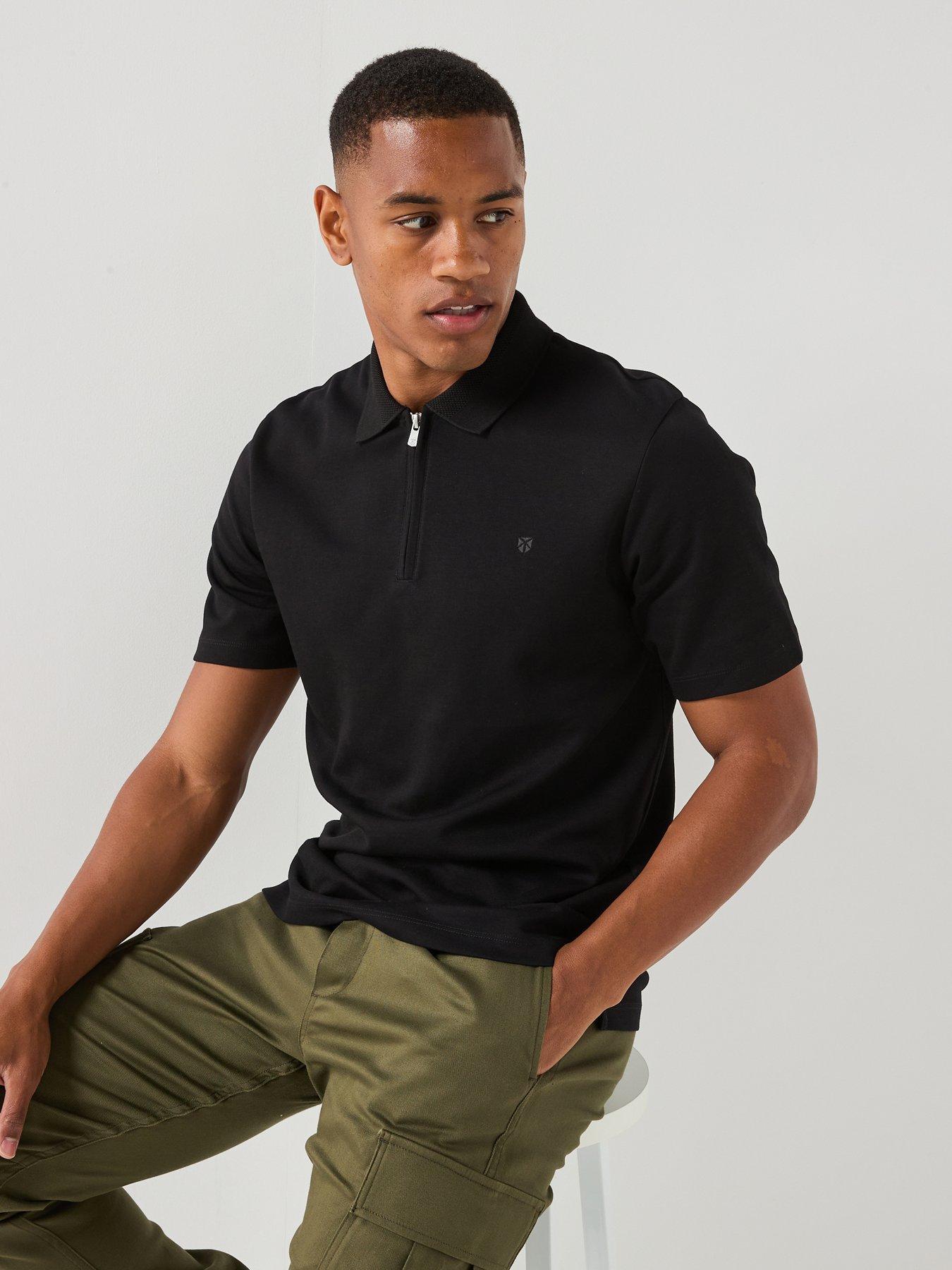 Jack & Jones Premium Ethan Zip Polo Shirt - Black