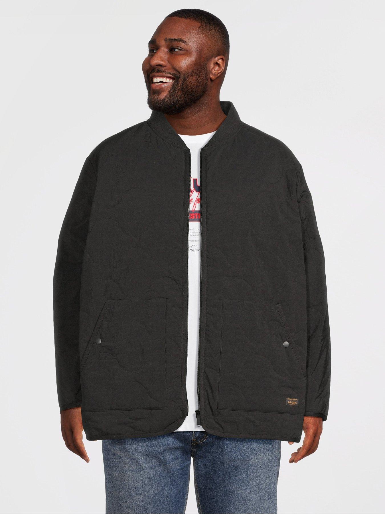 Image 1 of 5 of Jack & Jones Men's Plus Quilted Liner Jacket with Full Zip Fastening - Black