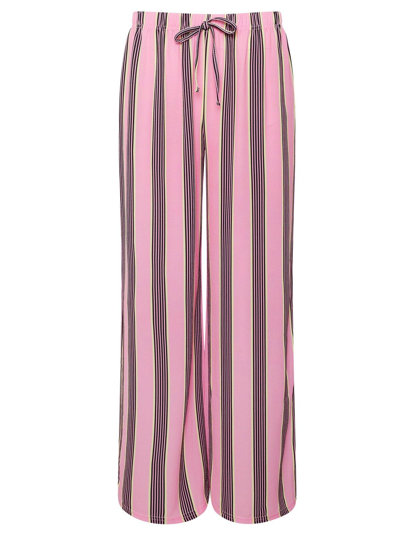 Image 5 of 5 of PixieGirl Petite Stripe Print Wide Leg Trousers - Pink
