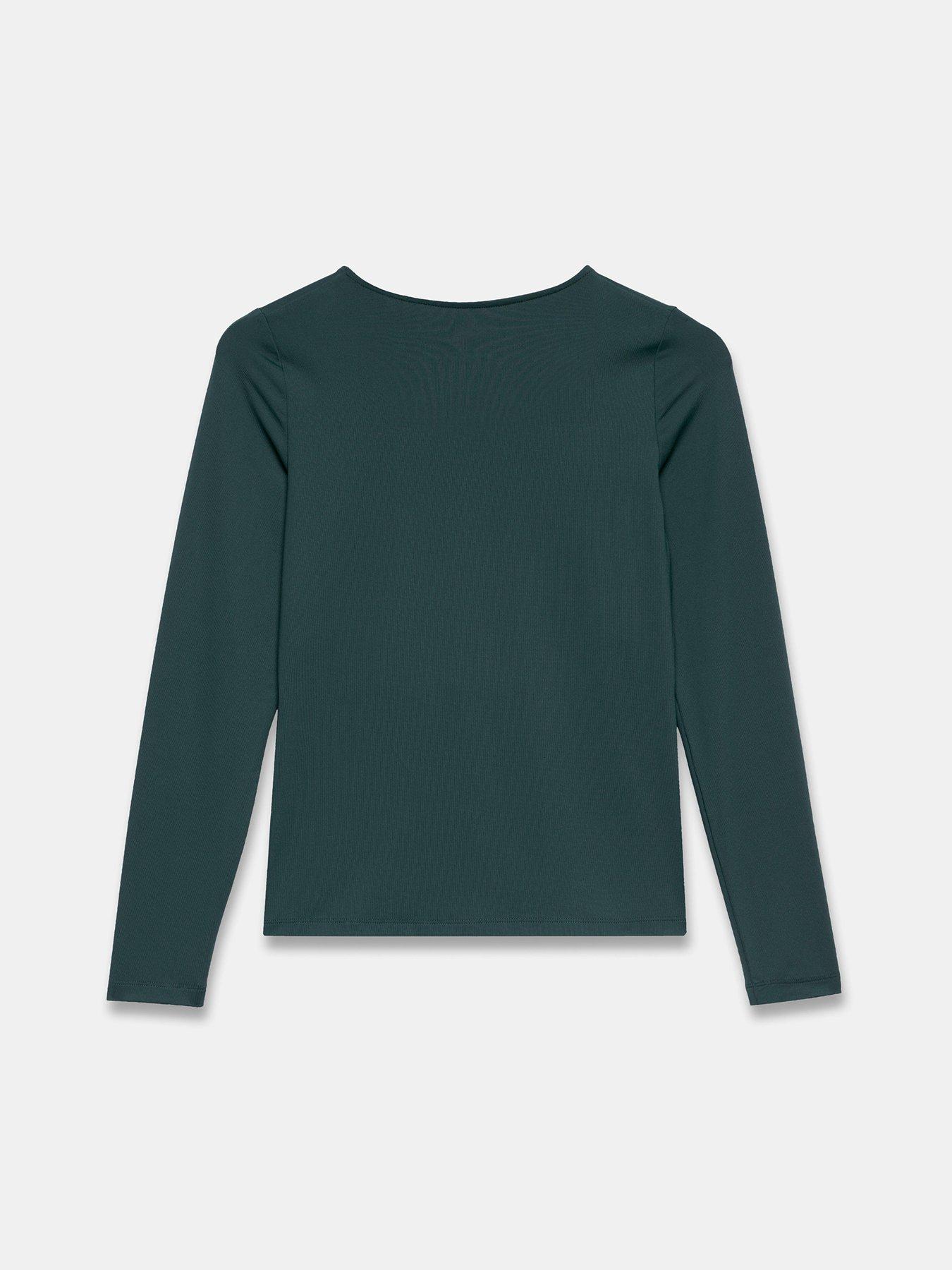 Image 6 of 6 of Mint Velvet Green V Neck Layering Top