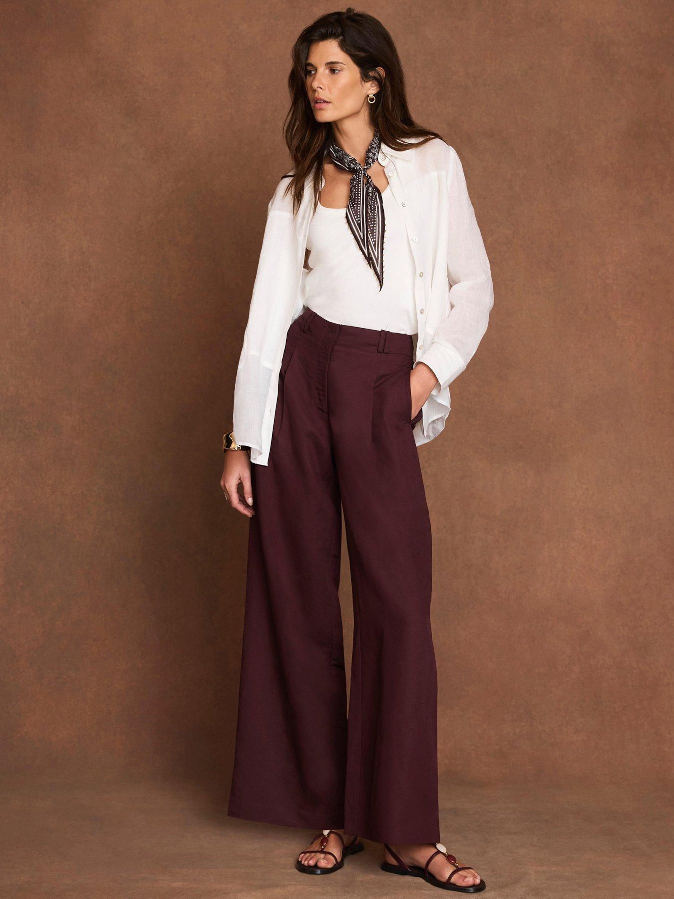Mint Velvet Red Linen Pleat Leg Trouser