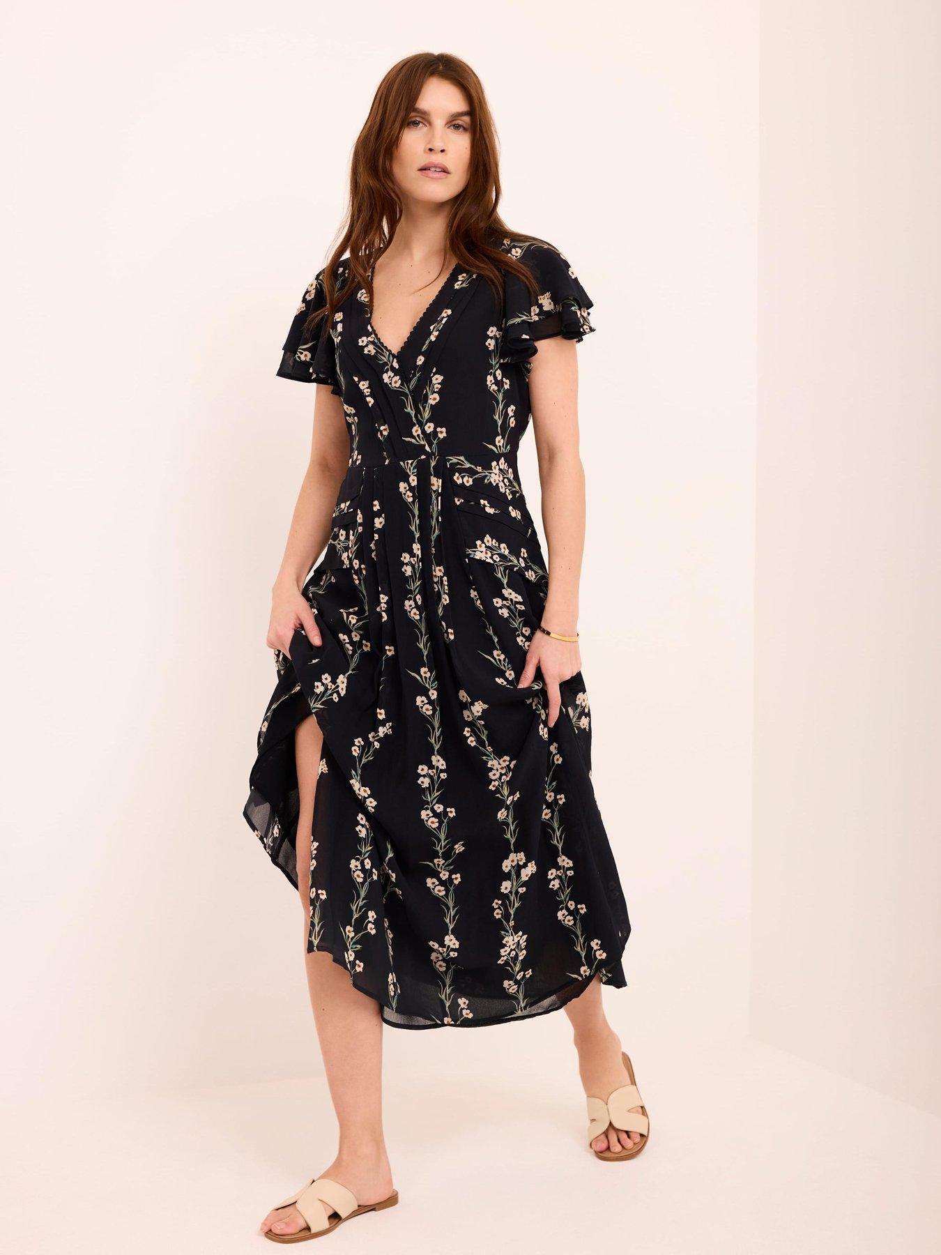 Image 2 of 6 of Mint Velvet Floral Print Pleat Midi Dress