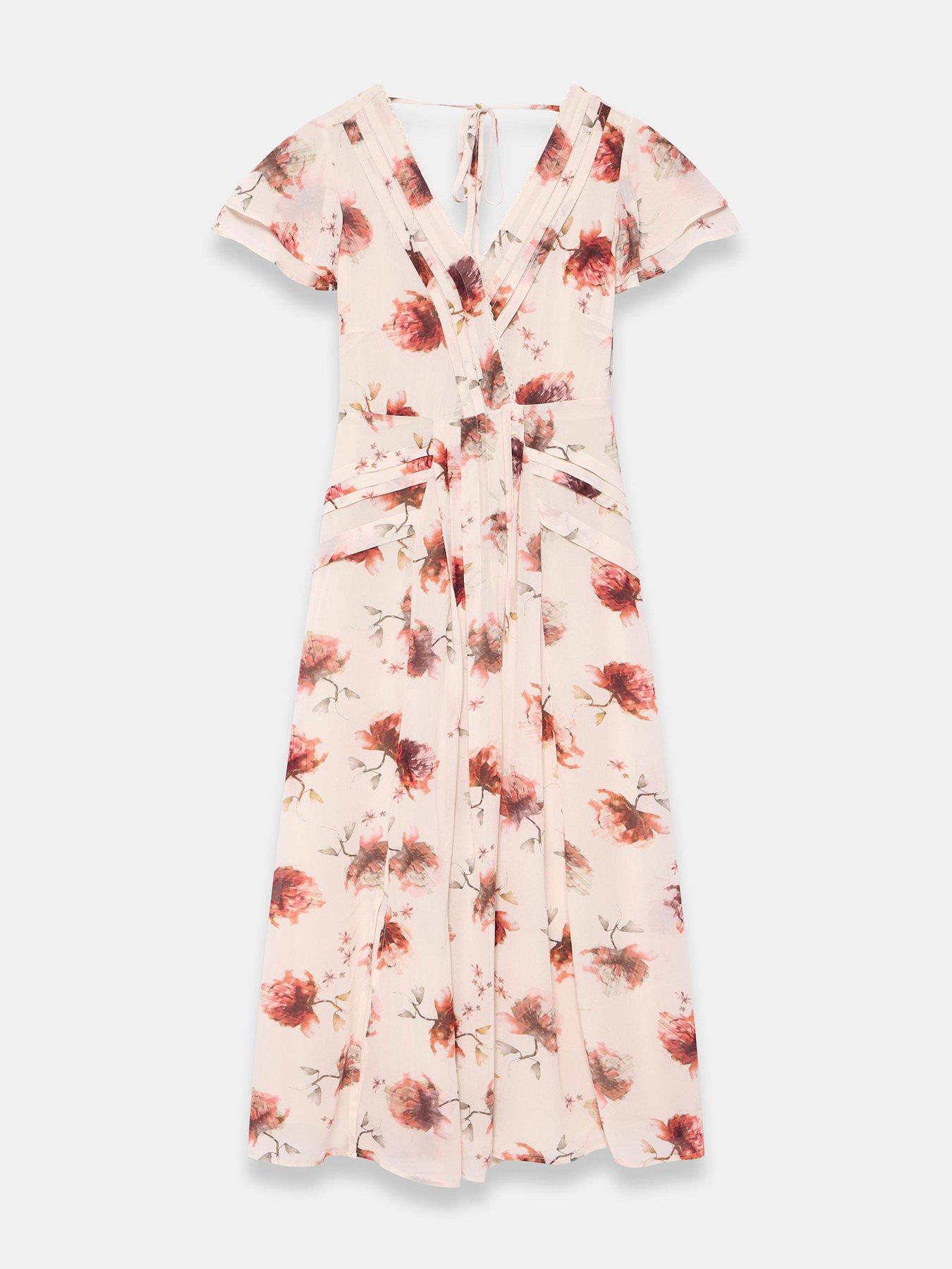 Image 5 of 6 of Mint Velvet Floral Print Pleat Midi Dress