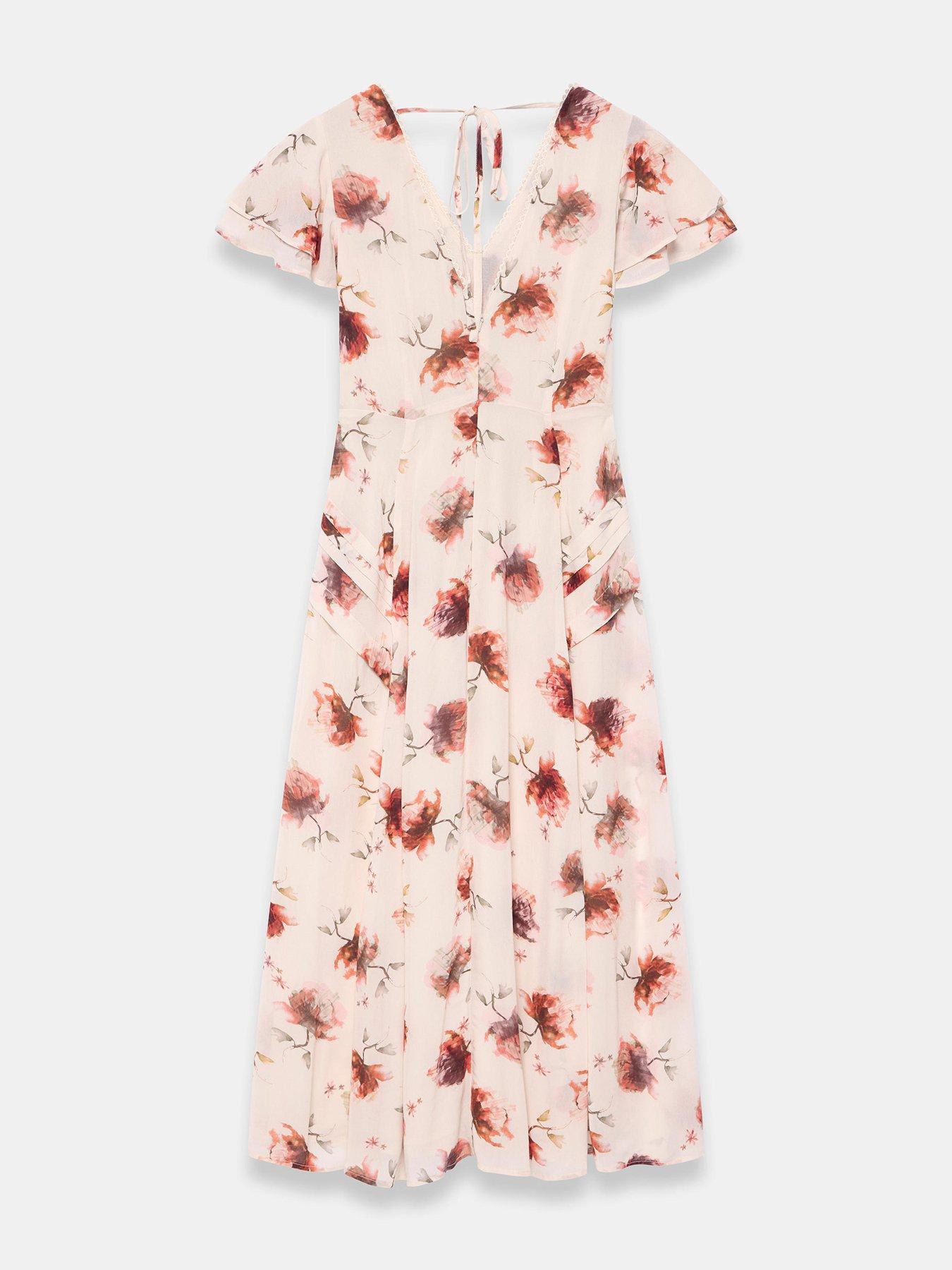Image 6 of 6 of Mint Velvet Floral Print Pleat Midi Dress