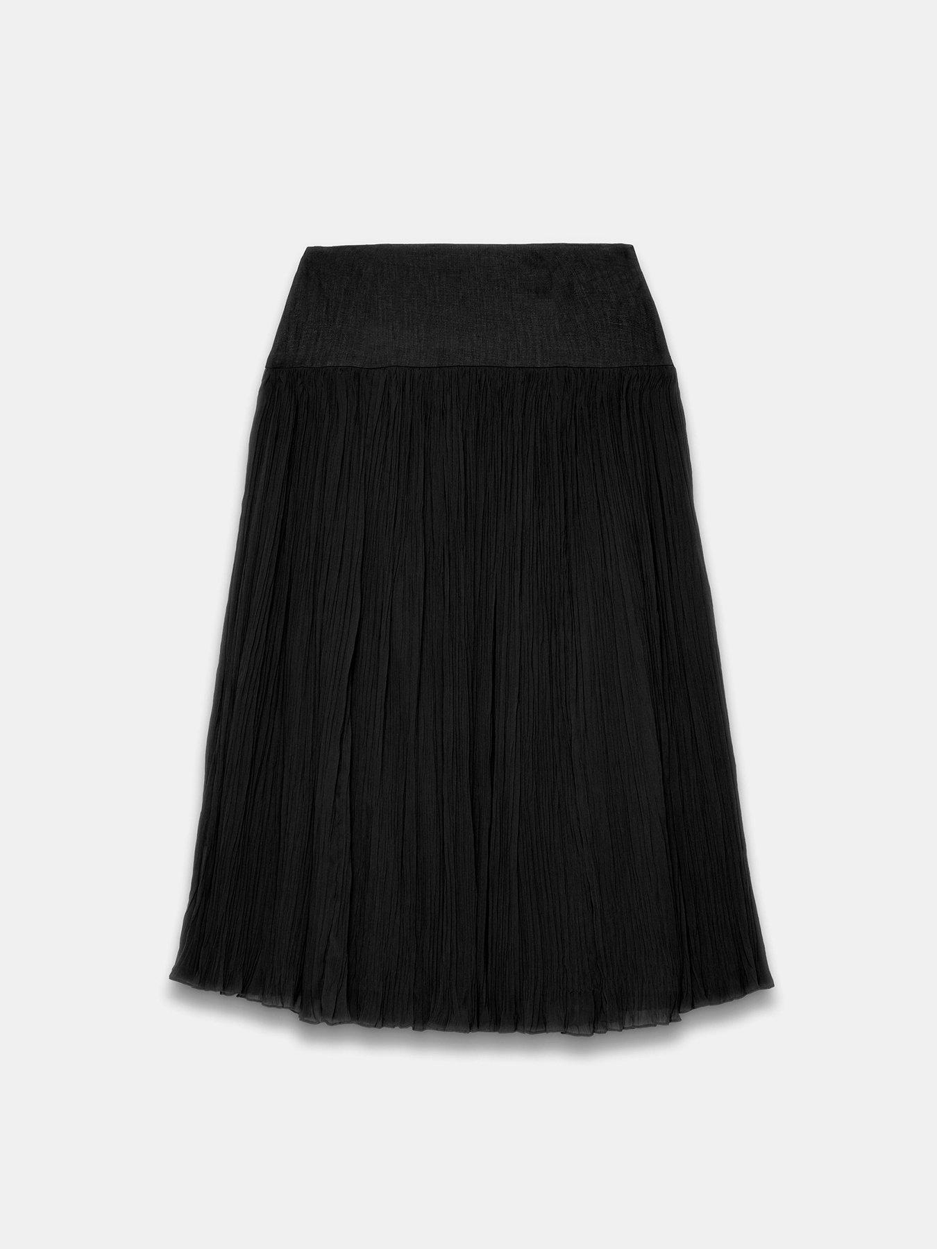 Image 5 of 6 of Mint Velvet Black Linen Mix Crinkle Skirt