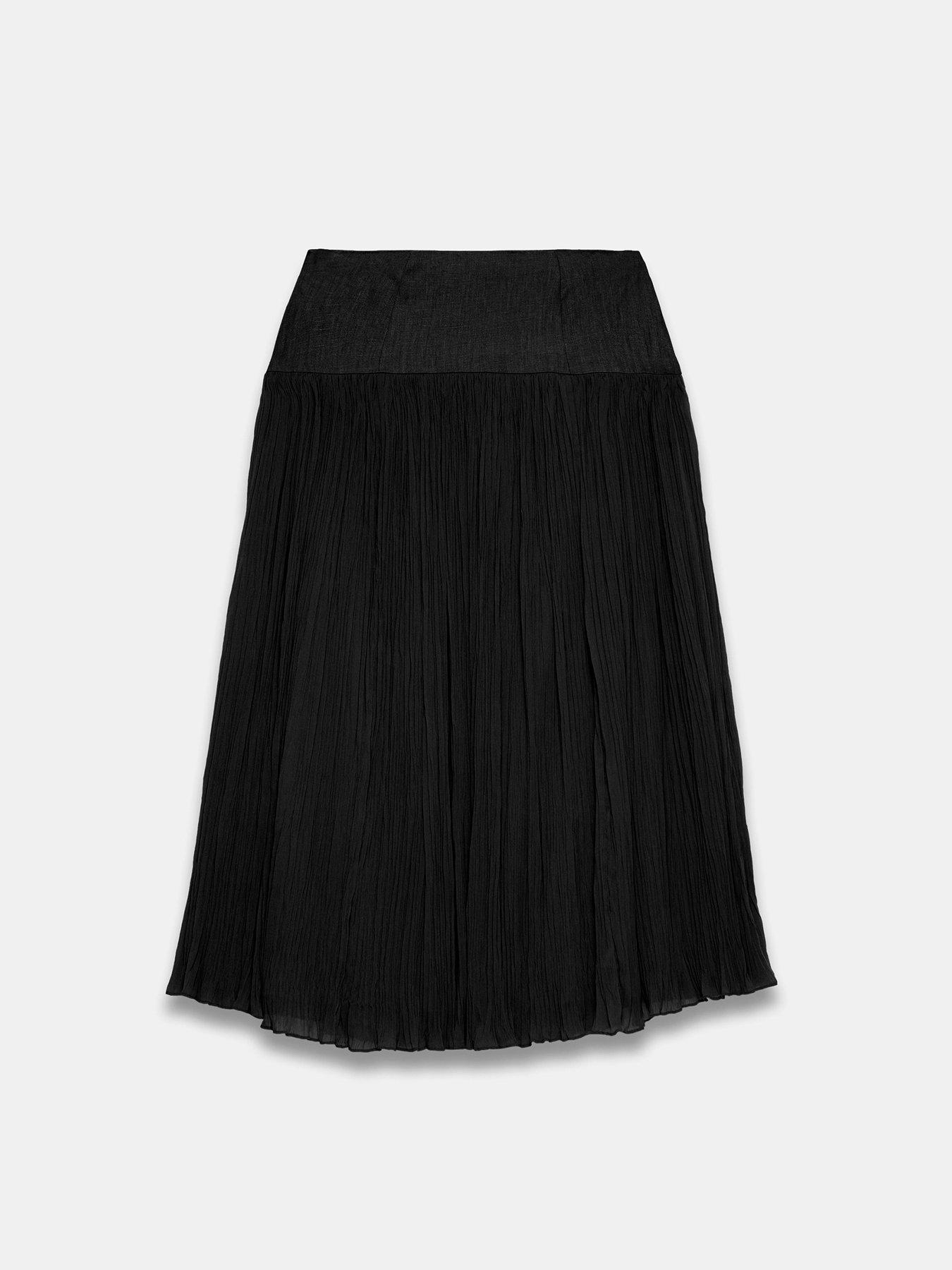Image 6 of 6 of Mint Velvet Black Linen Mix Crinkle Skirt
