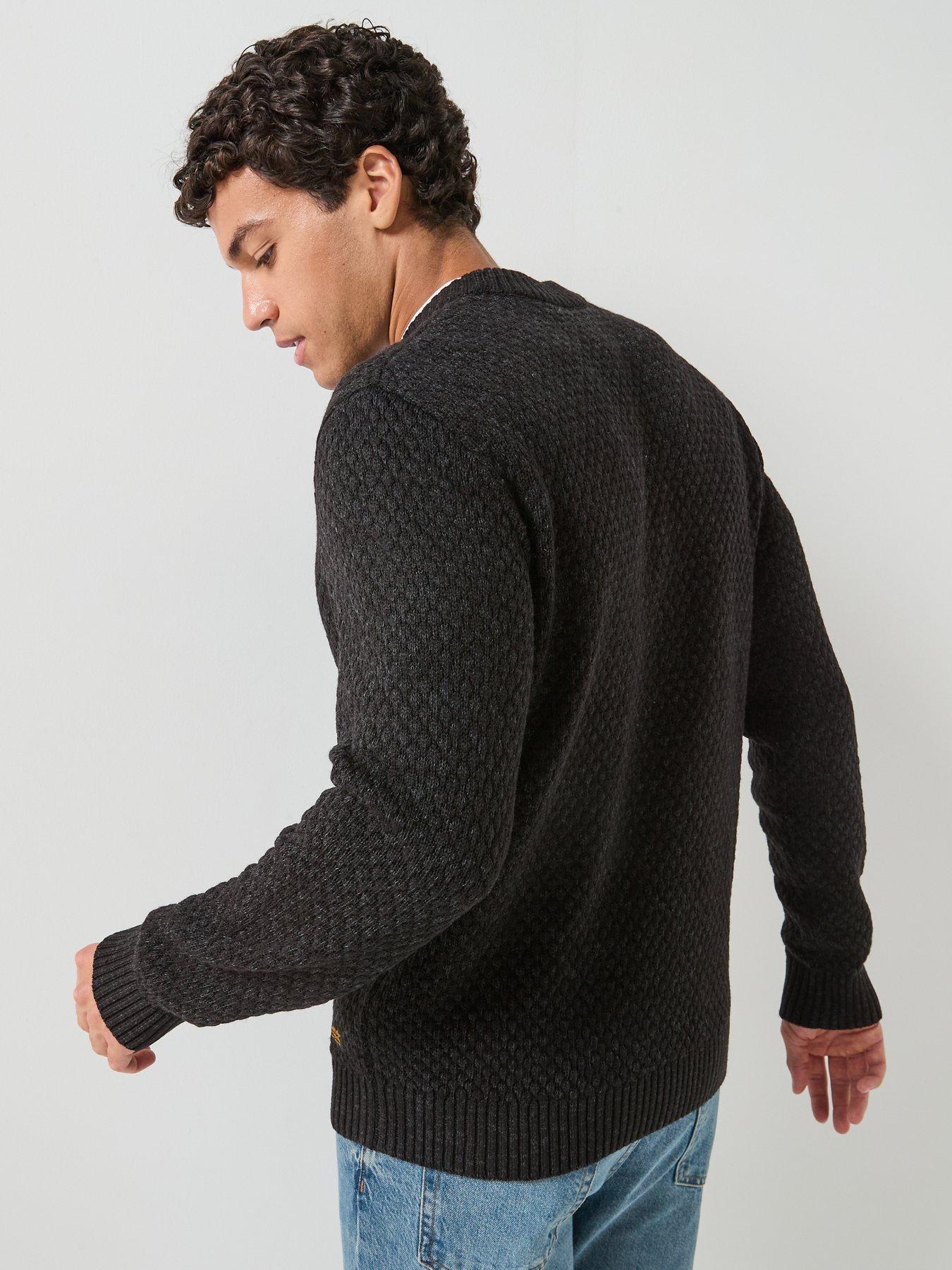 Image 2 of 6 of Jack & Jones Mens Blake Textured Regular Fit Jumper - Black