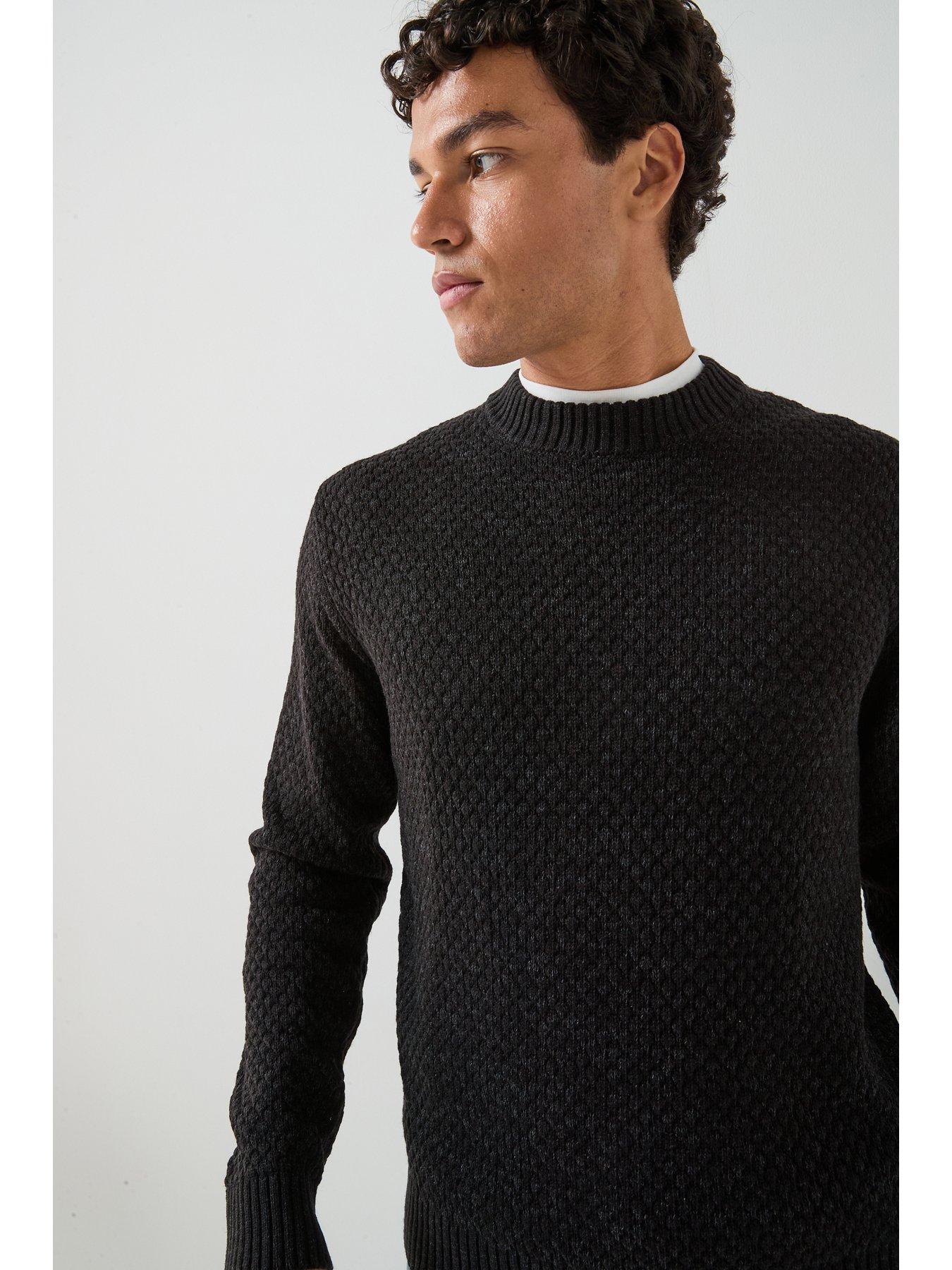 Image 6 of 6 of Jack & Jones Mens Blake Textured Regular Fit Jumper - Black