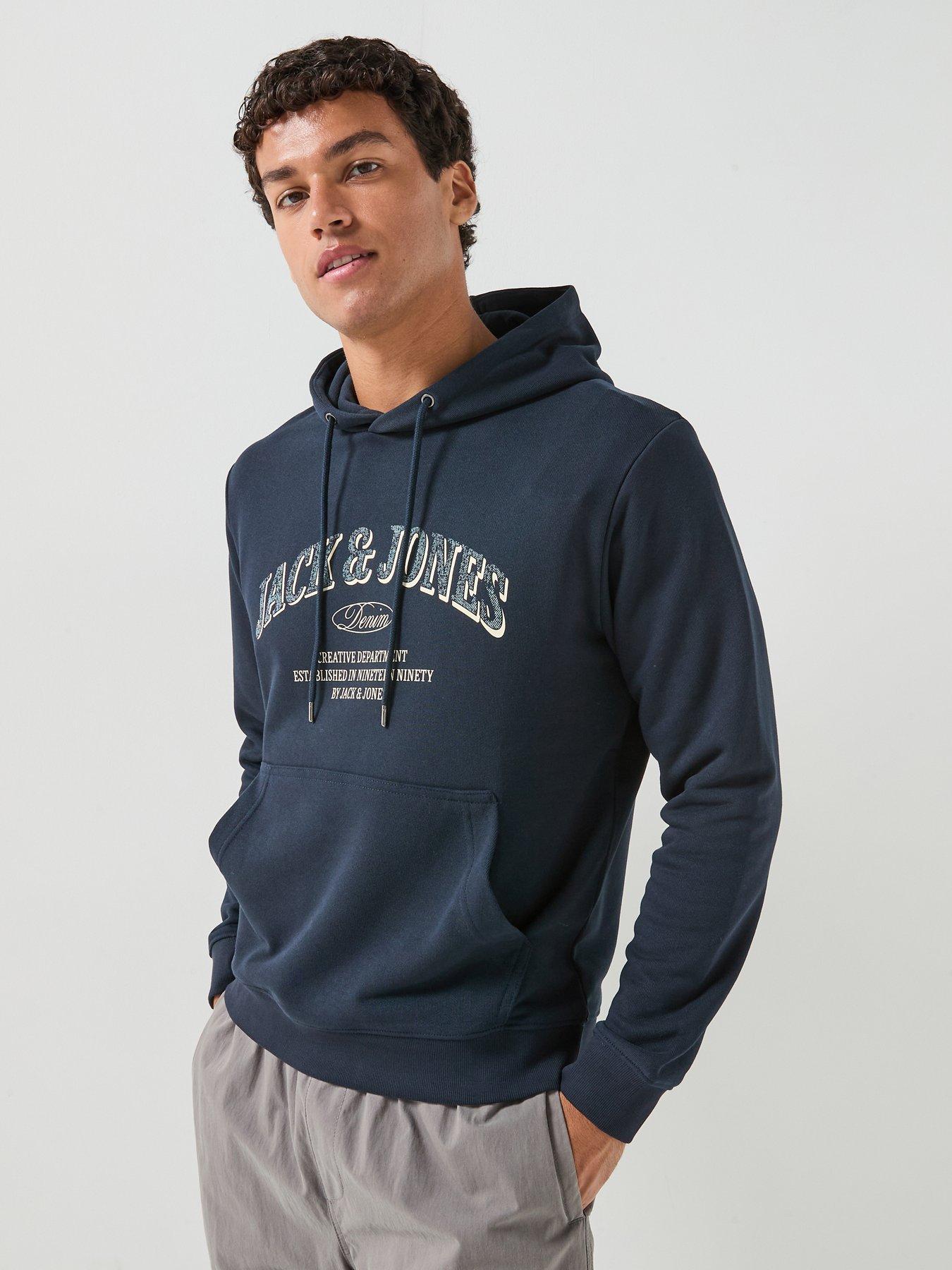 Jack & Jones Denver Logo Graphic Hoodie - Navy